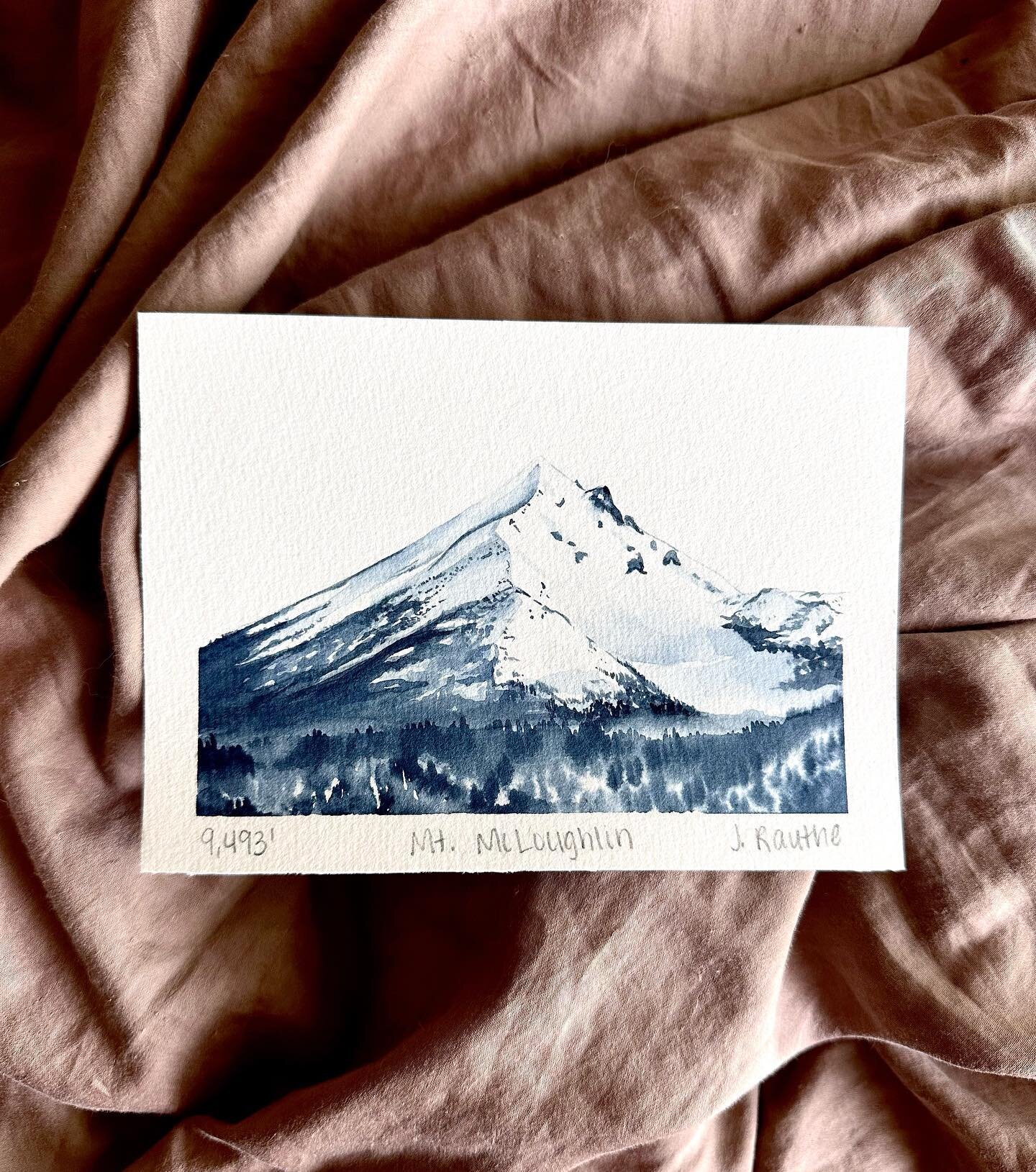 Mount McLoughlin - 9,493&rsquo; - Day 15/31 #oneadayinmay 

#oneadayinmaychallenge #mtmcloughlin #watercolor #watercolormountains #monochromemountains #southernoregon #mountainpainting