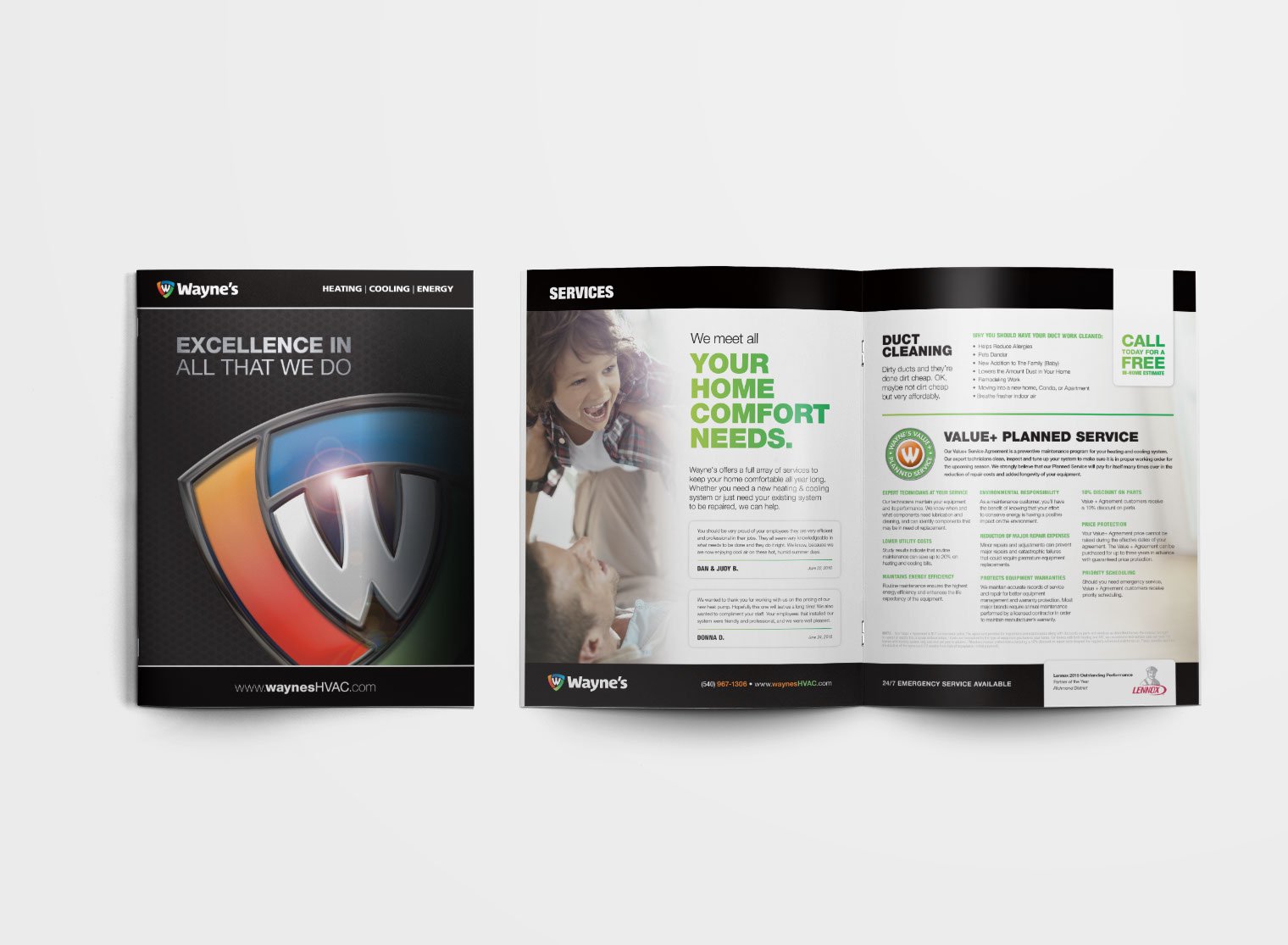 Promotional Booklet for Wayne's Heating & Cooling in Virginia