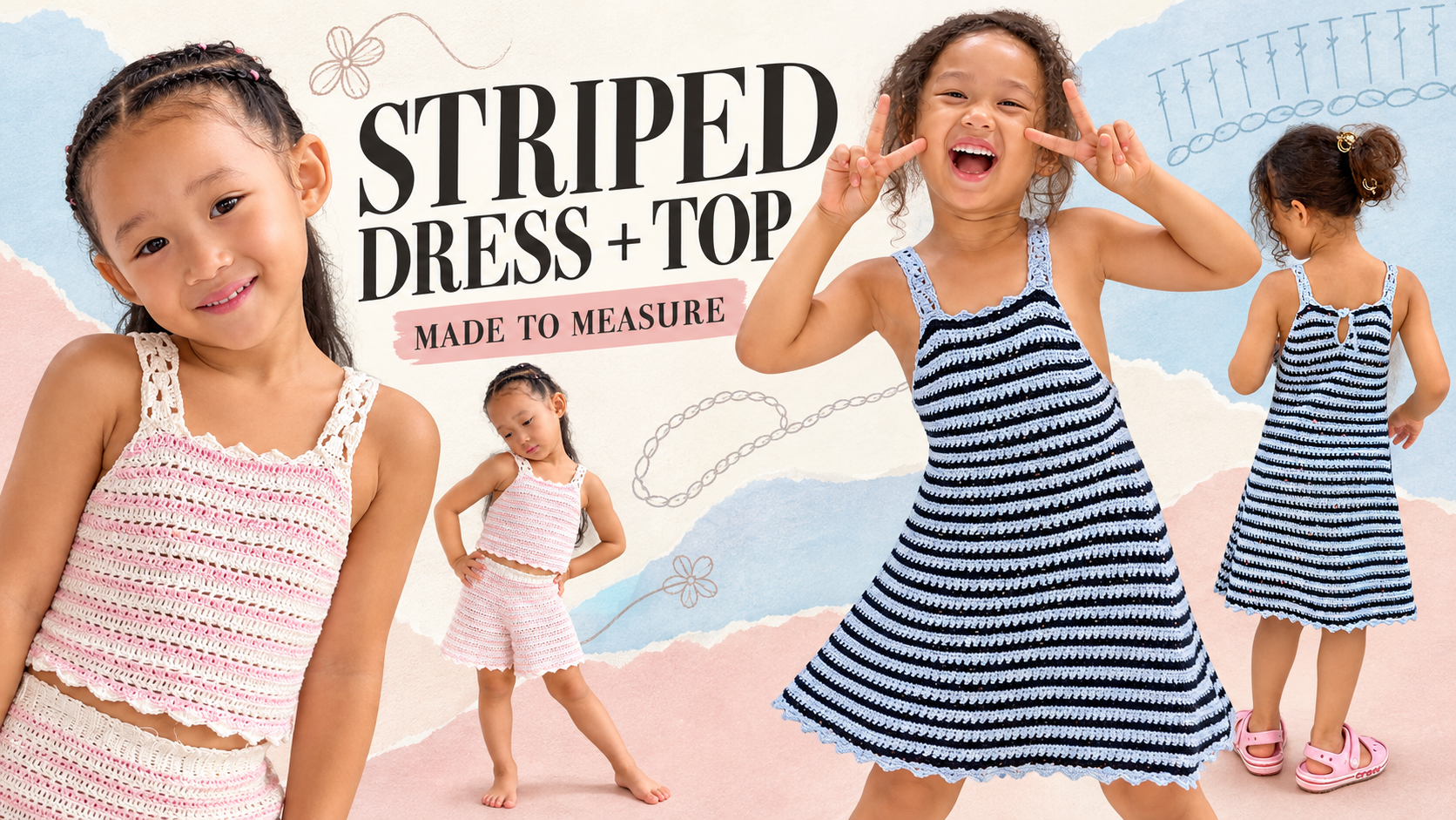 Striped Top &amp; Mini Dress — Kids’ Crochet Pattern PDF