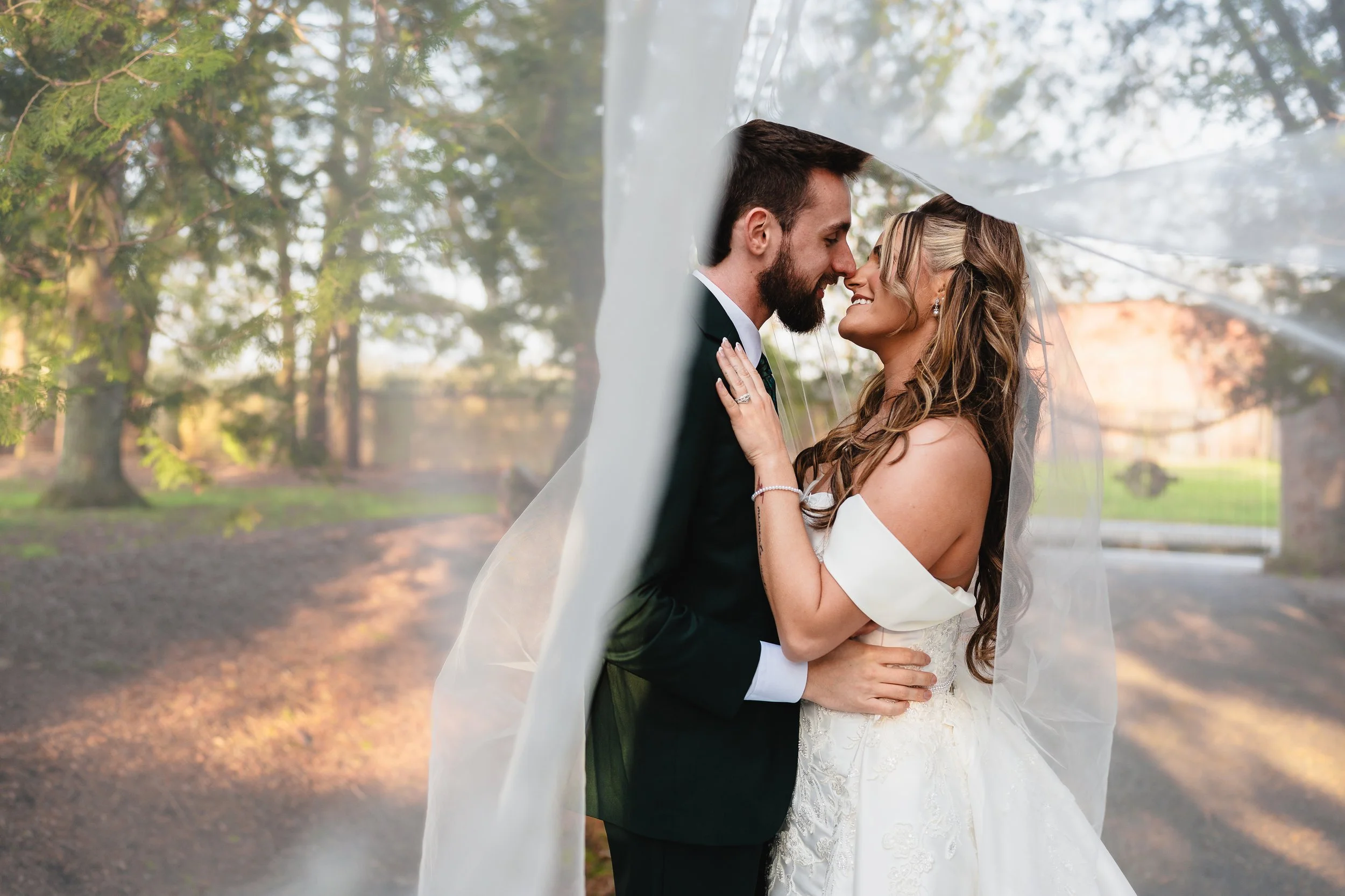 Bride & Groom under the veil at Historic Smithville, New Jersey