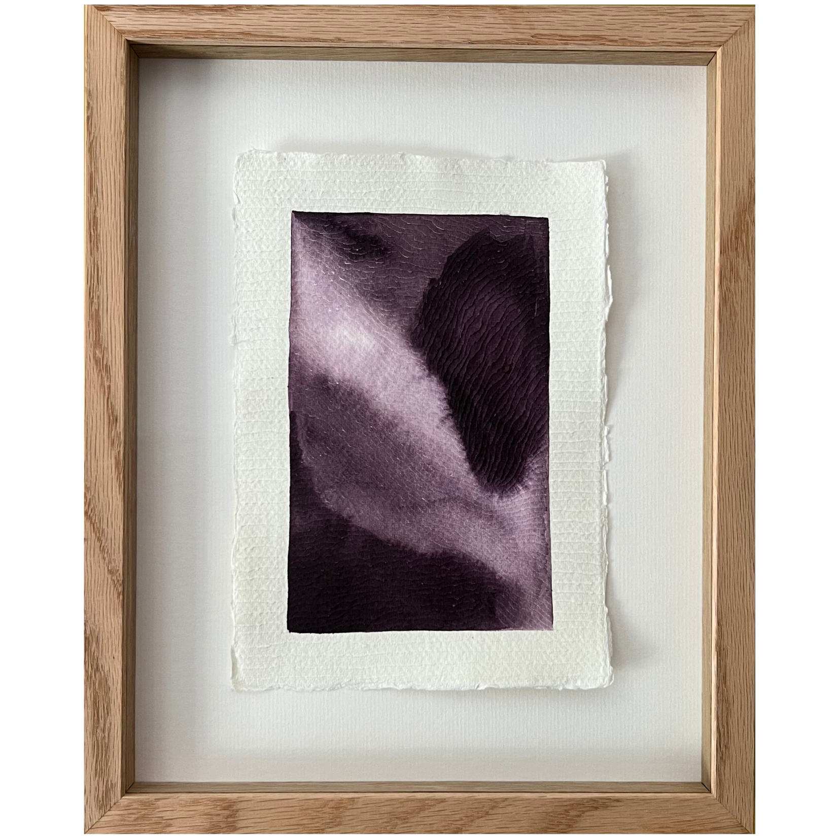 This moody deep violet acrylic painting and carving on cotton rag