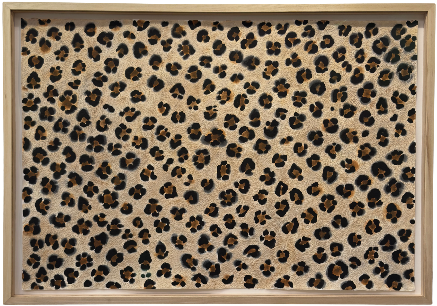 Large leopard print textured artwork framed in ash