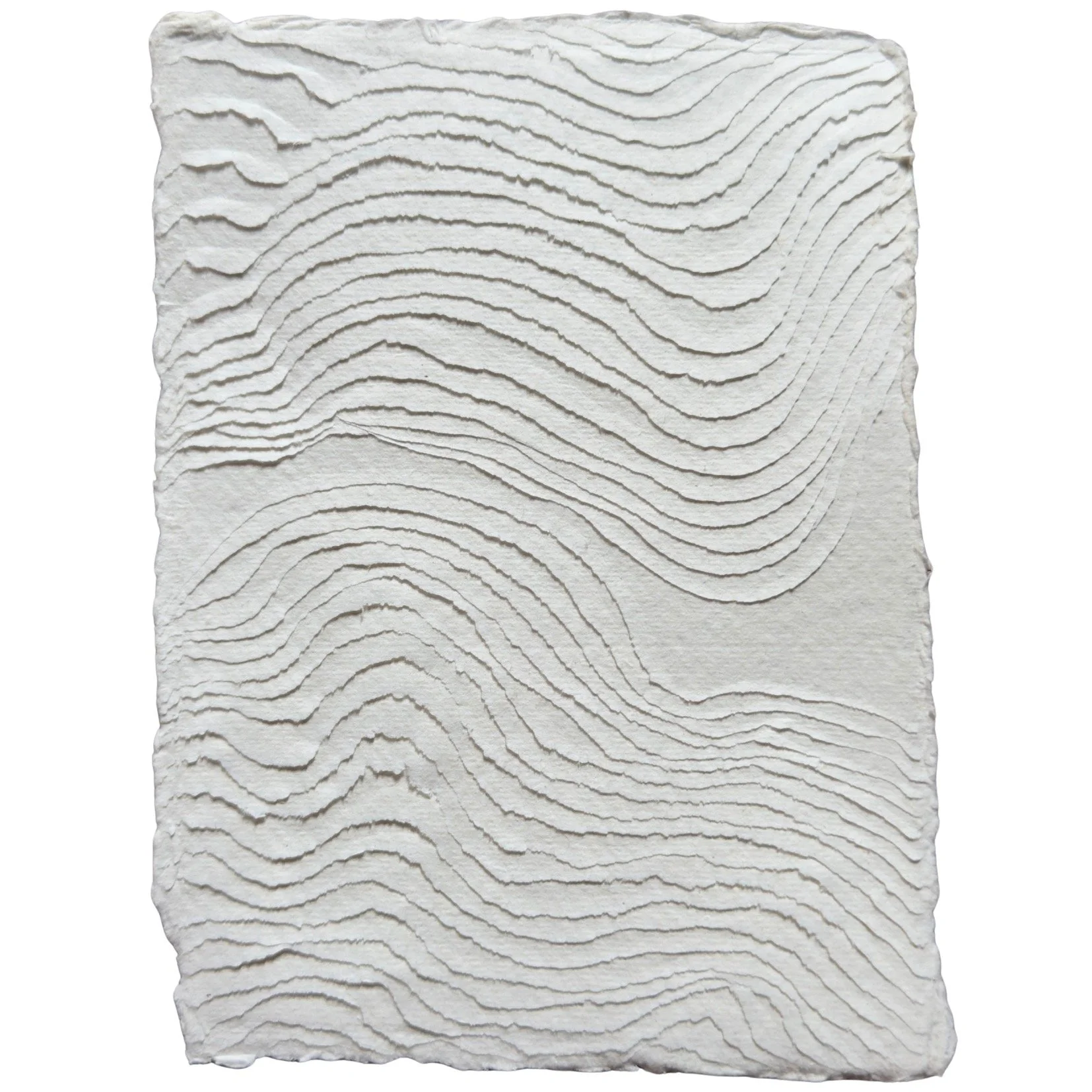 natural white cotton rag paper with surface carving creating a textured original artwork, inspired by nature