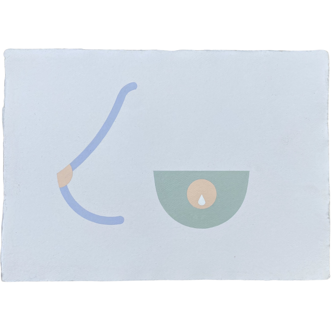 pastel coloured geometric painting on paper of lactating breasts