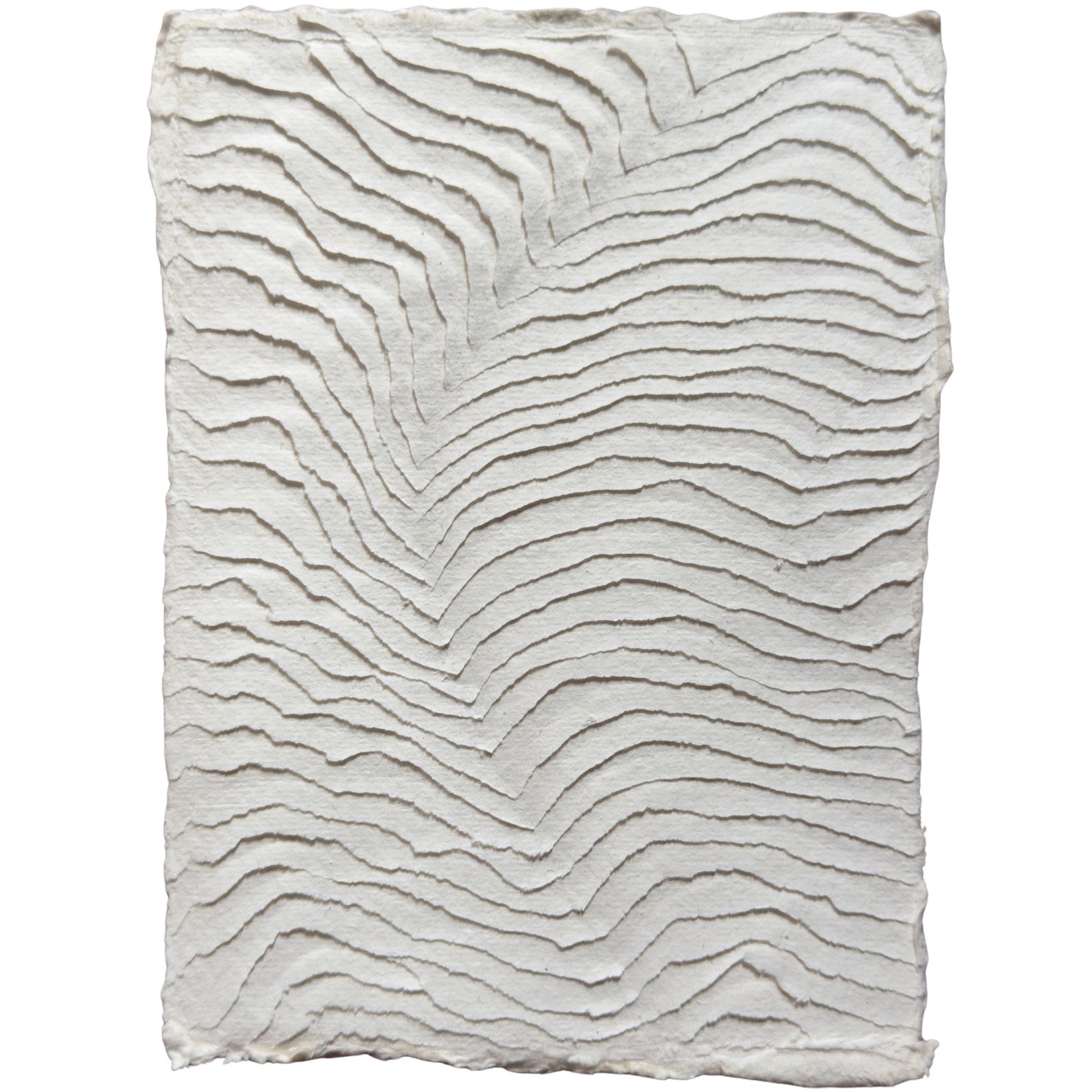 natural white cotton rag paper with surface carving creating a textured original artwork, inspired by nature