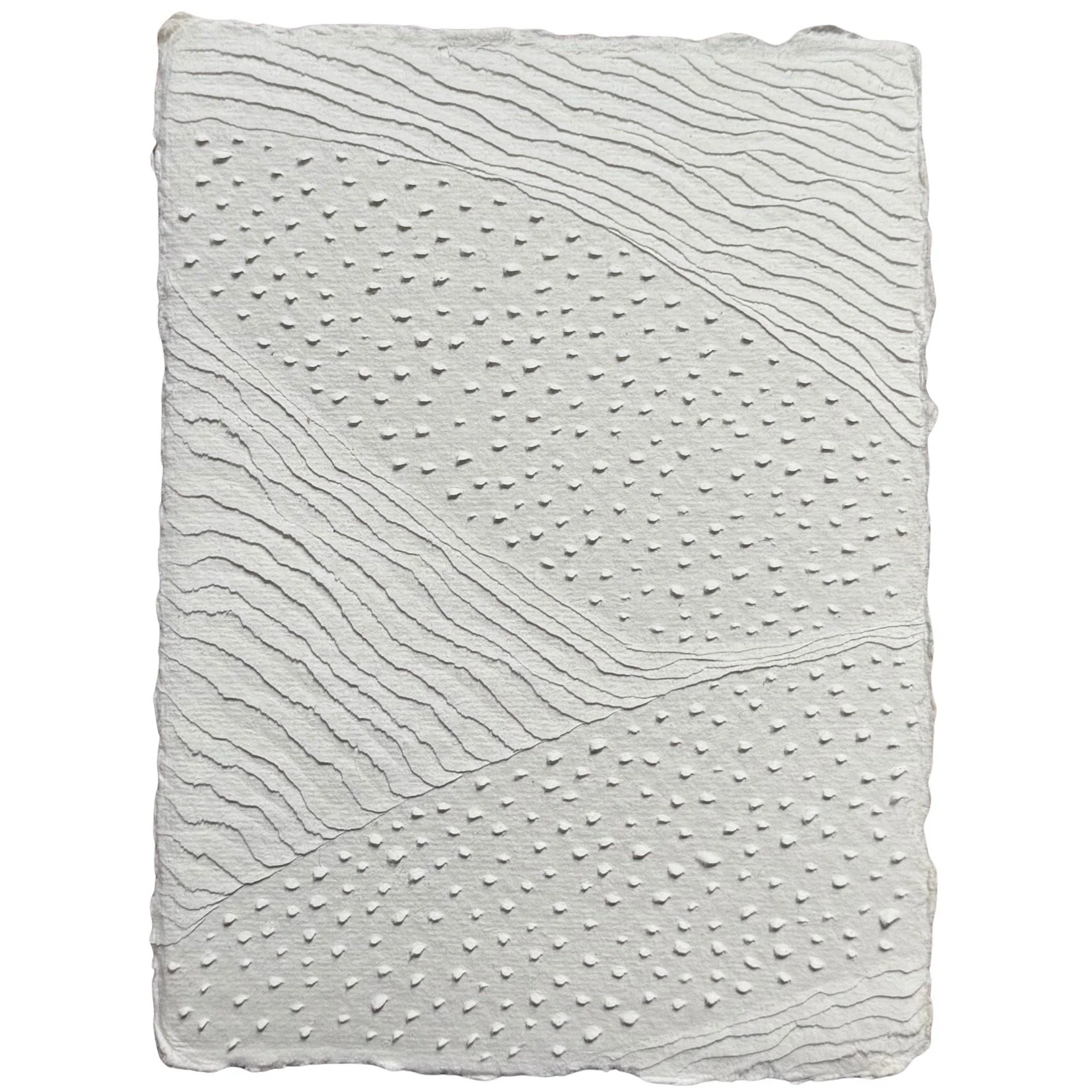 natural white cotton rag paper with two different surface carving techniques creating a textured original artwork, inspired by nature