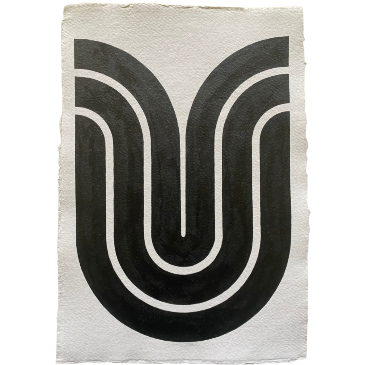 Minimal design of triple lines in a geometric flow on white cotton rag paper