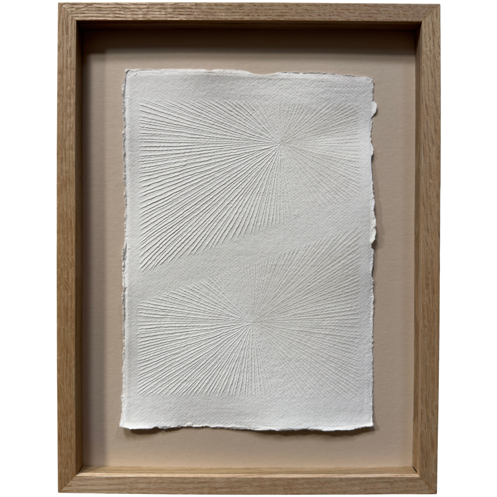 natural white cotton rag paper with surface carving creating a textured original artwork inspired by radiating orgasmic pleasure and the patterns of mushroom gills
