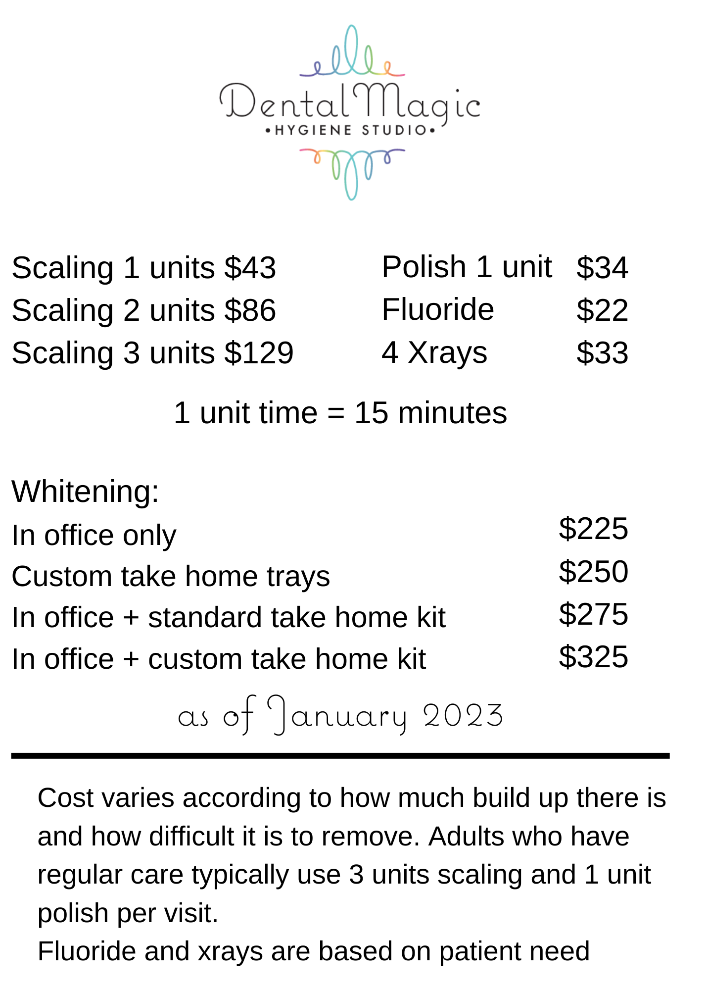 Fees — Dental Magic Hygiene