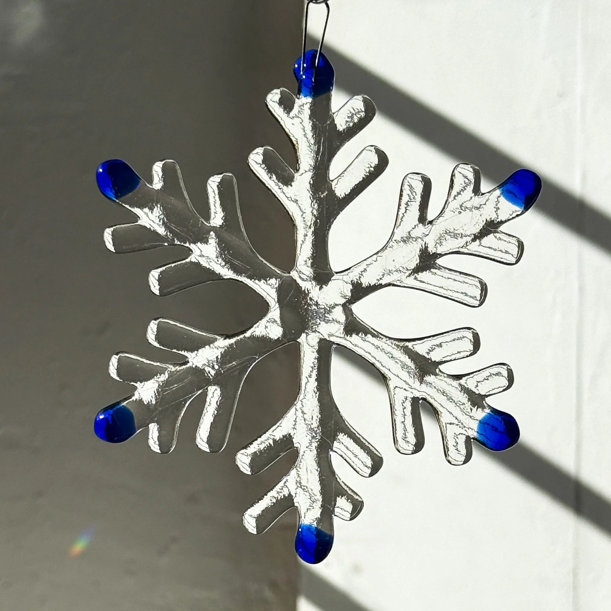 Fused Glass Snowflake Christmas Ornament