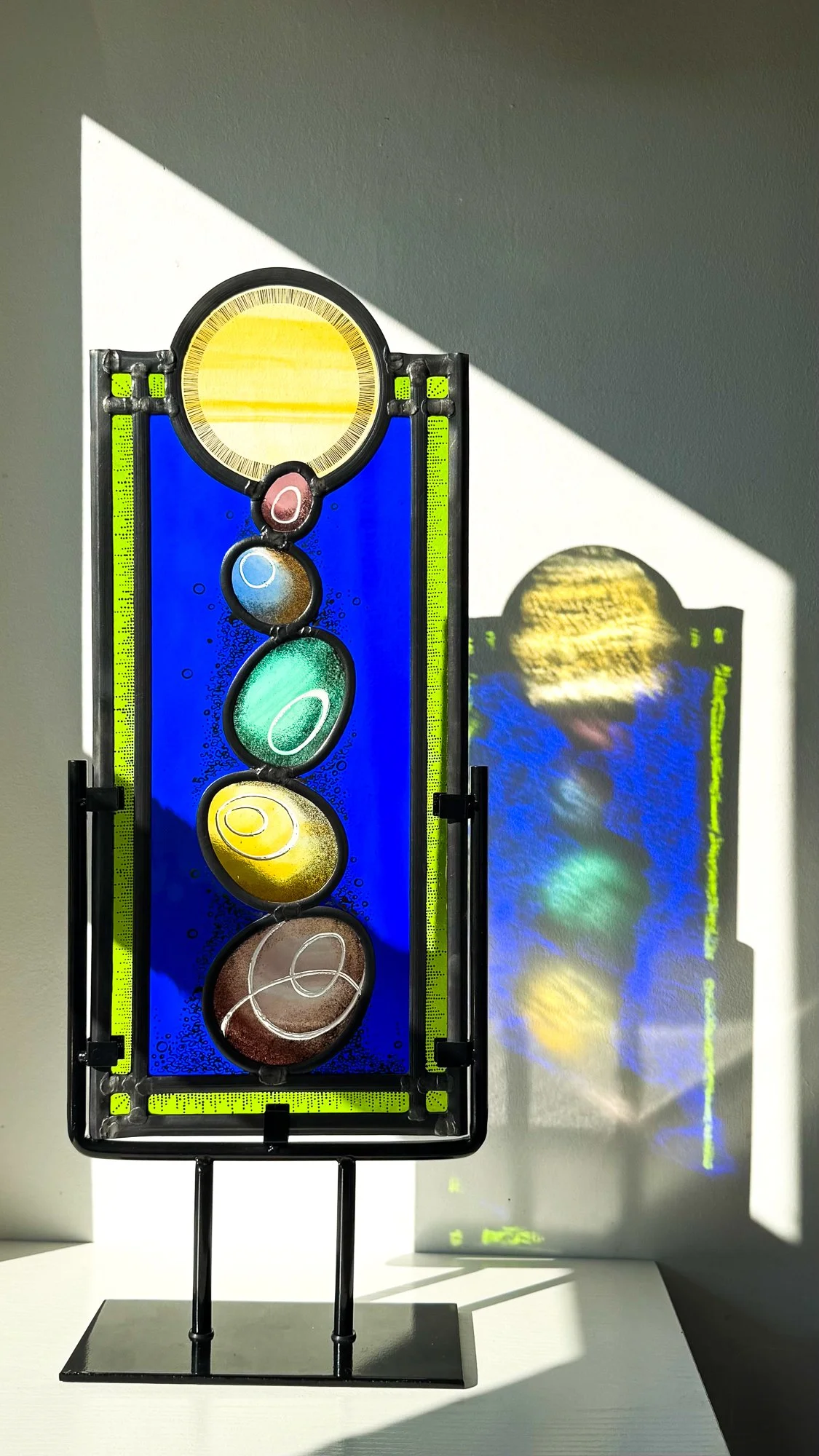 Free standing stained glass panel. RUA exhibition 2026