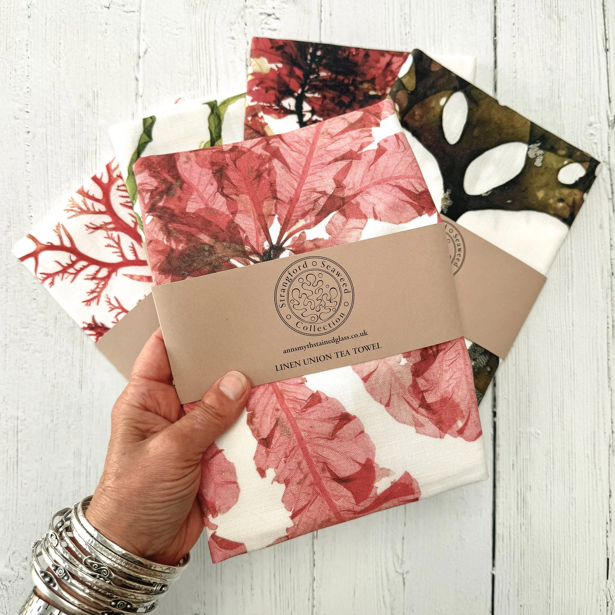 Selection of Strangford Seaweed Collection tea towels