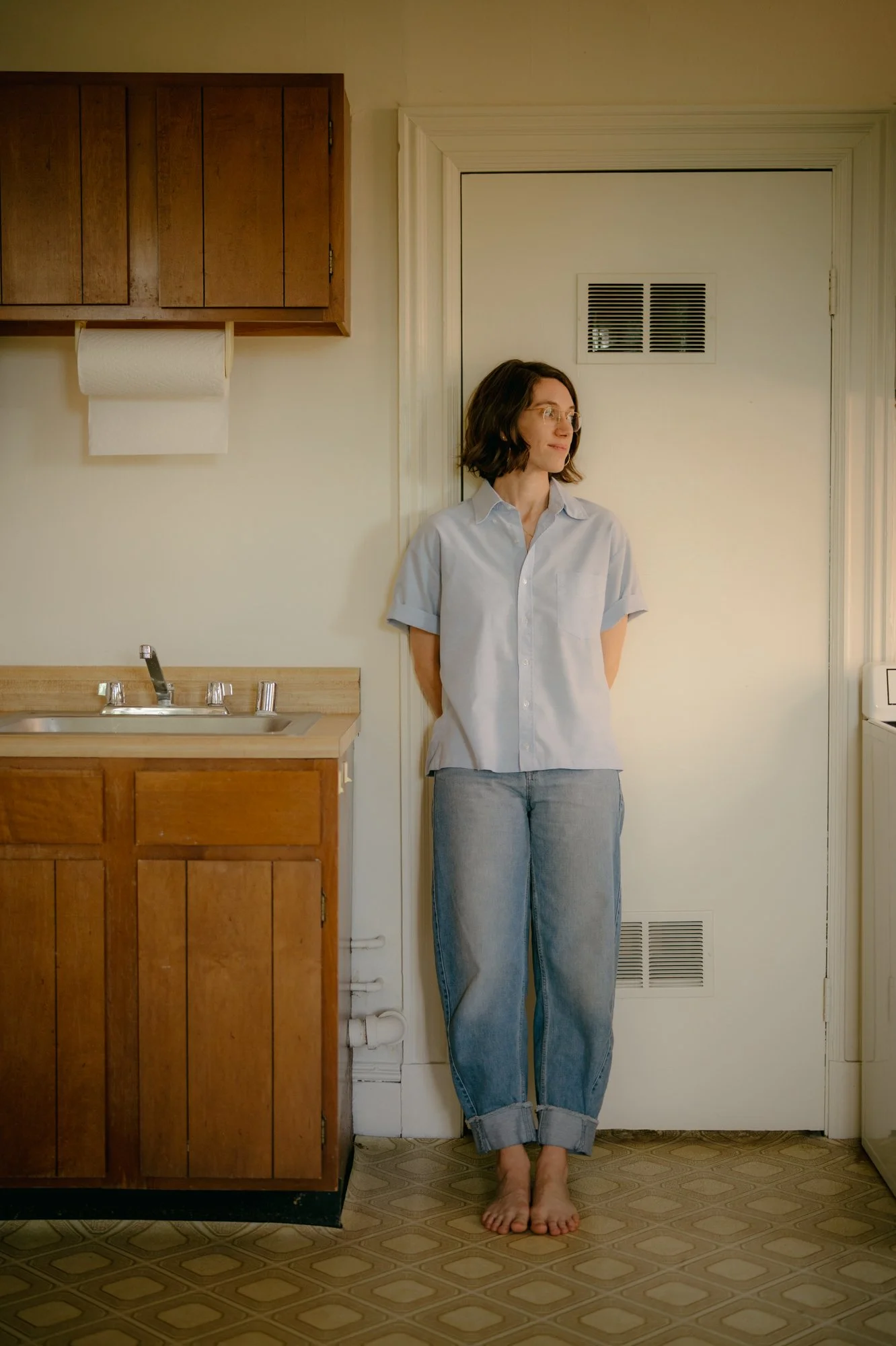 Miranda Hall, playwright, poses for a portrait in her childhood home — the place where she has written many of her plays — on June 20, 2026.