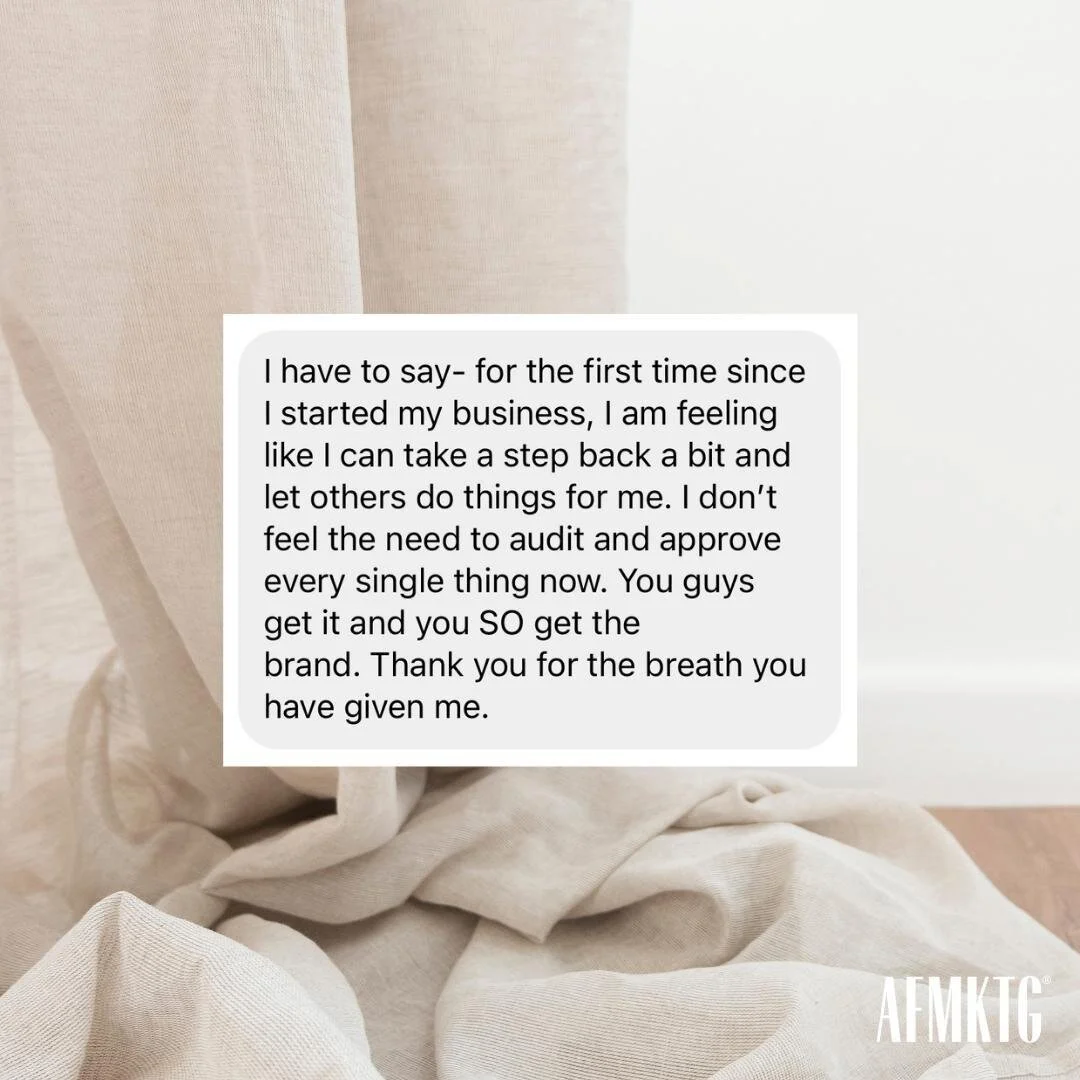 BRB - Crying over this comment from an AFMKTG client. 😭 ⁠
⁠
We are HASHTAG BLESSED with the most incredible clients we could have ever dreamed of. ⁠
⁠
Agency owners, lemme ask you something - is white glove customer service a core value you hold? Wh