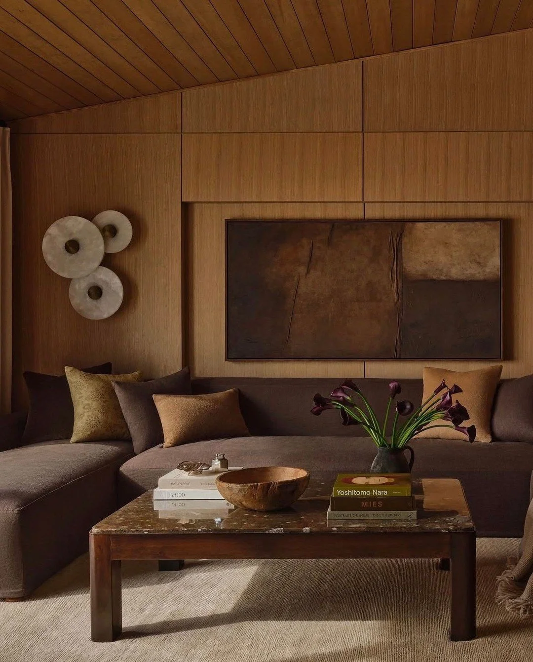 Our monthly Architectural Digest mood board.

Lately we&rsquo;ve been really drawn to interiors that feel a little moodier, like dark woods, earth tones, warm lighting, layered textures. There&rsquo;s something about these spaces that feels timeless 