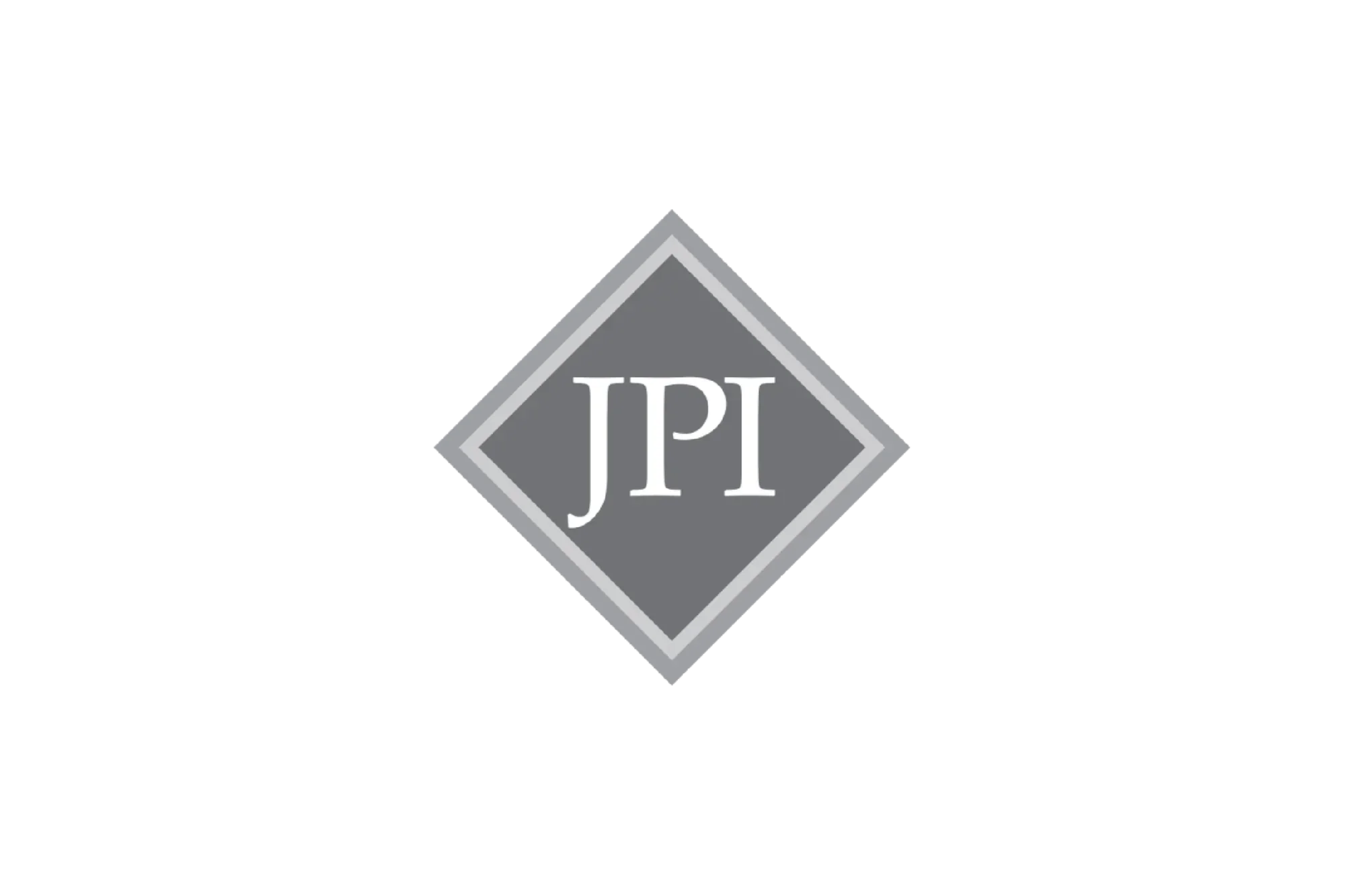 A black logo with a gray diamond shape in the center featuring the white initials 'JPI'.