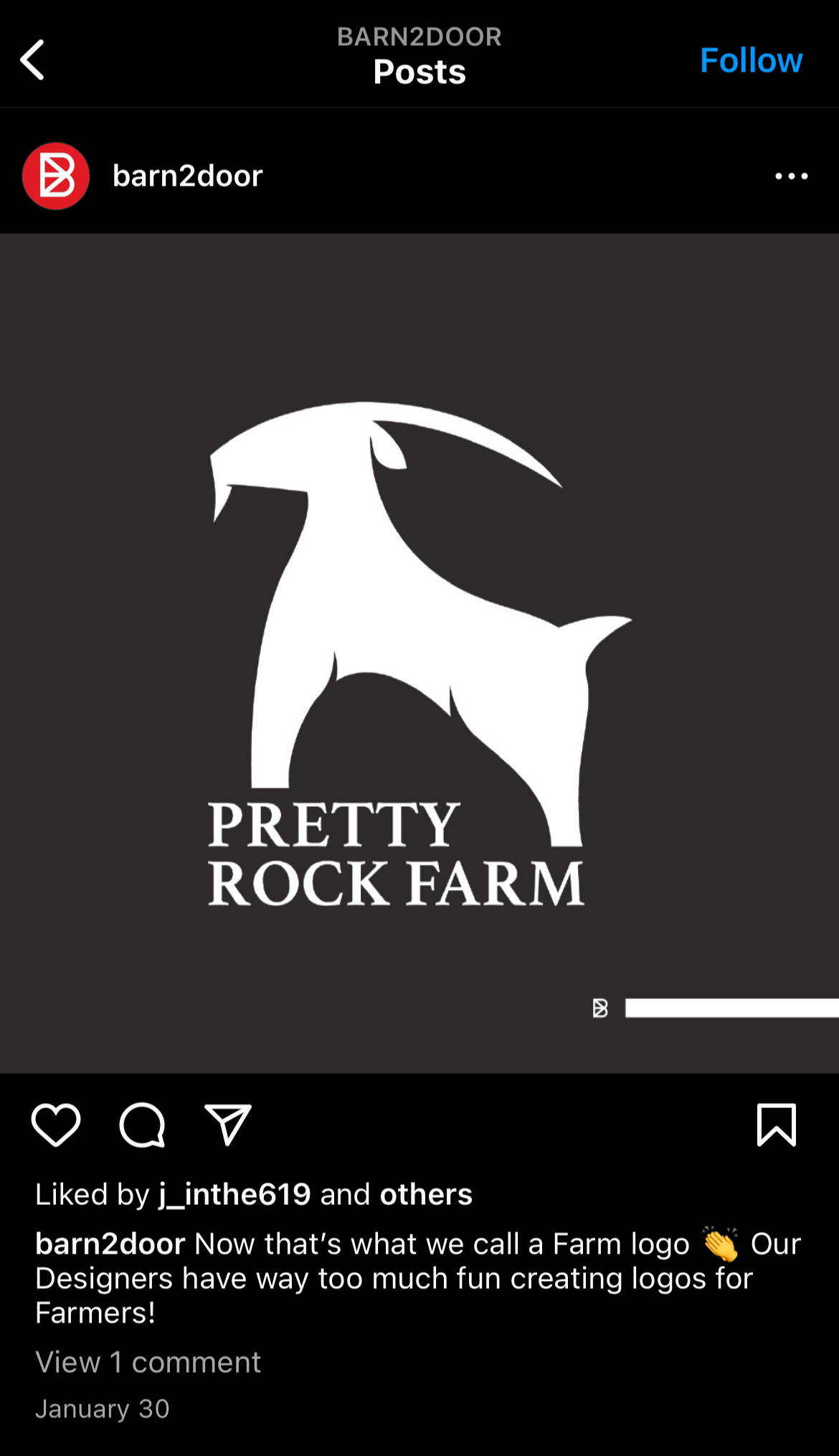 Black background logo with a stylized white horse and the text "PRETTY ROCK FARM" underneath