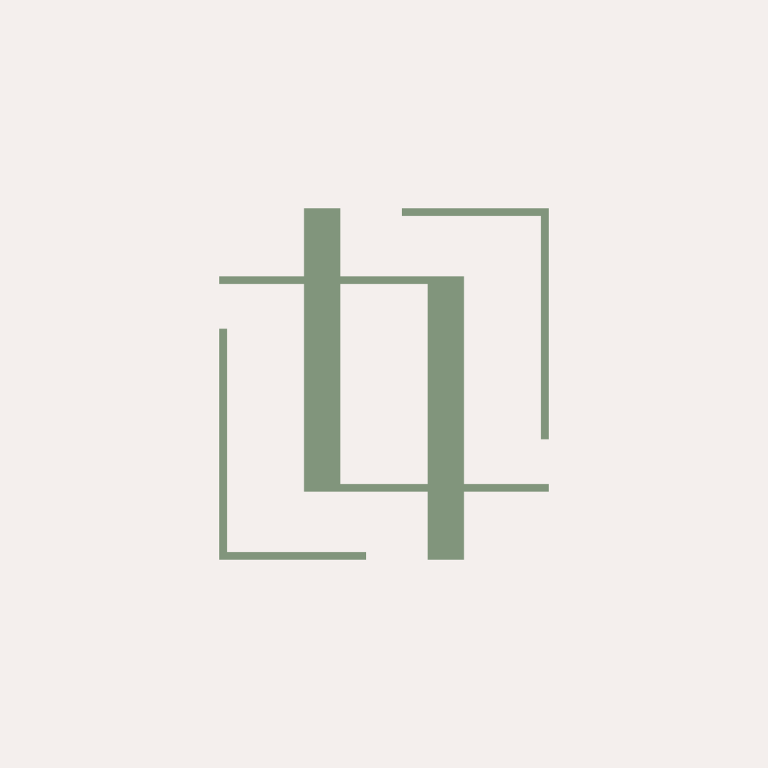 Abstract geometric design with overlapping light gray and green lines on a white background.