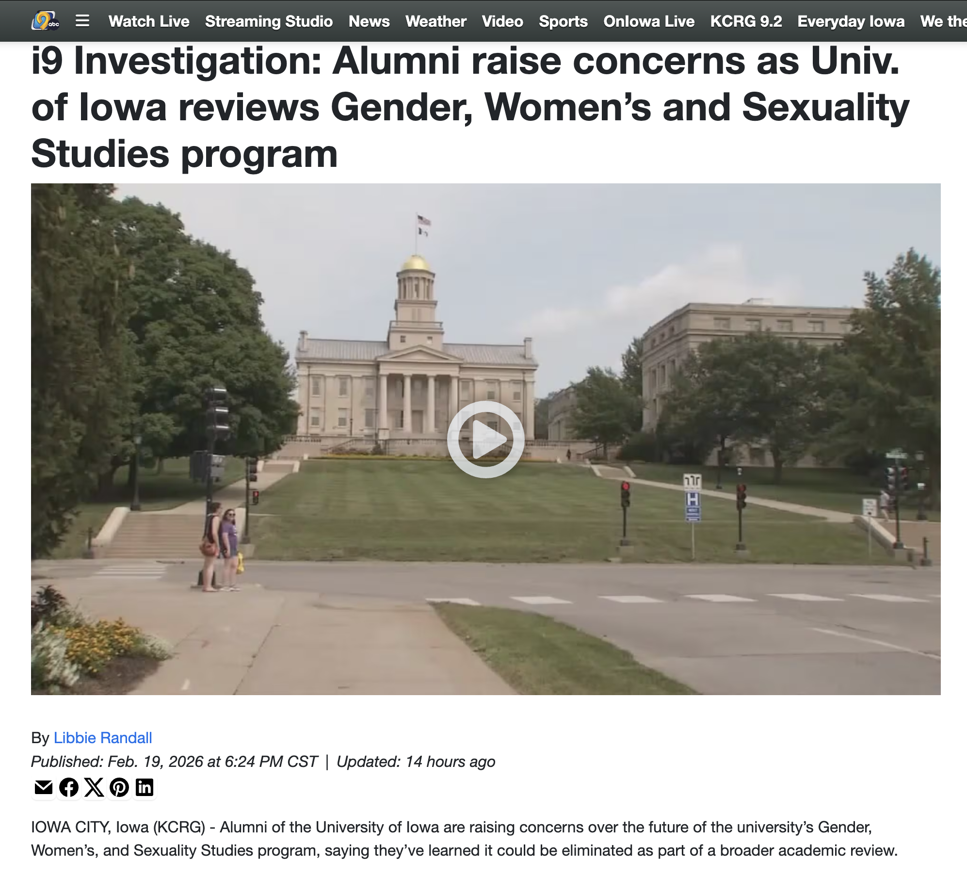 Alumni raise concerns as Univ. of Iowa reviews Gender, Women’s and Sexuality Studies program