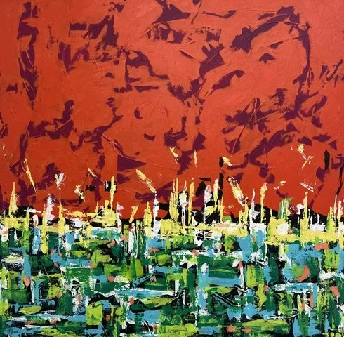 The World is on Fire | acrylic on canvas | 36”x36”
