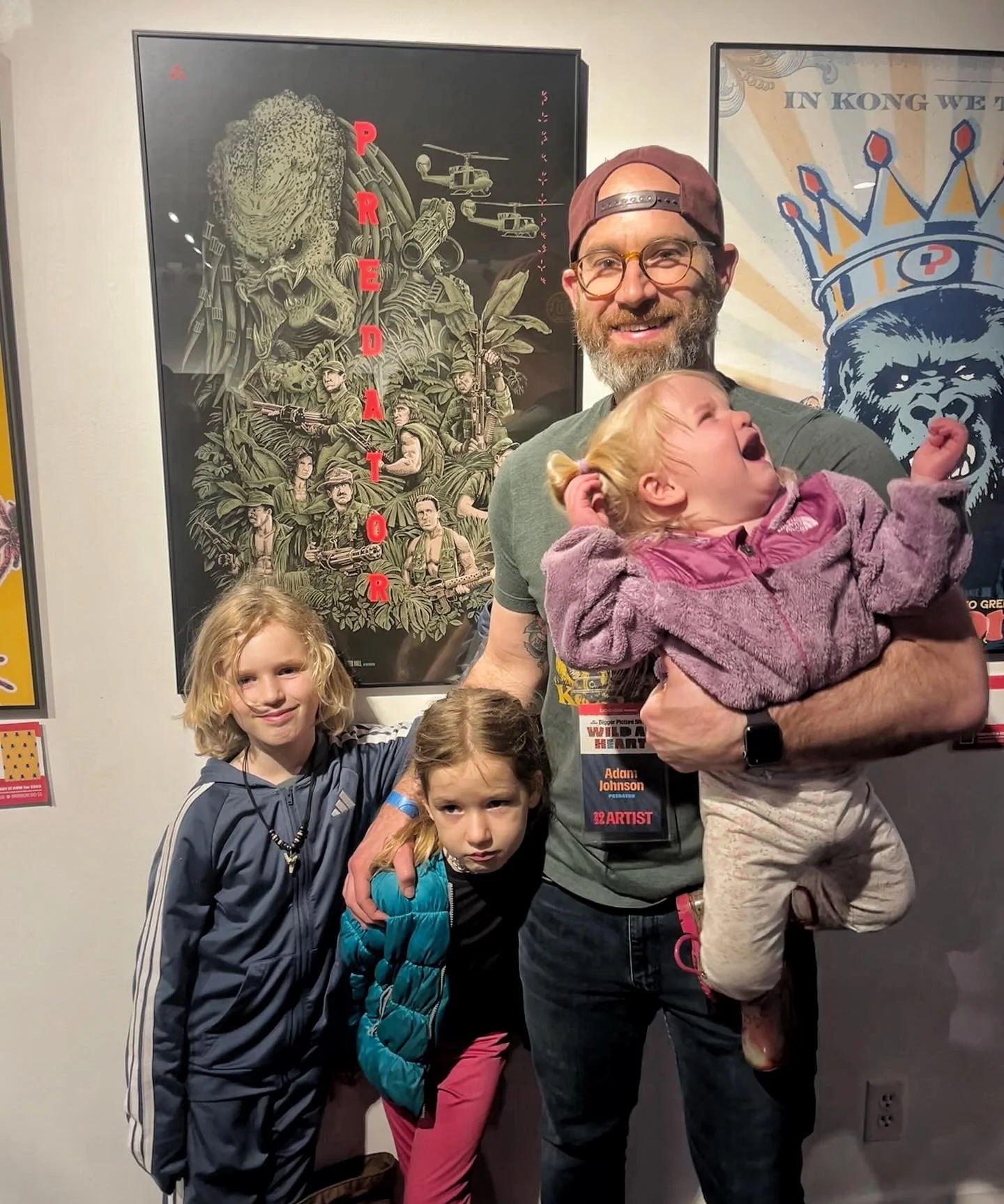 Annual photo with my little ones and my #biggerpictureshow poster. Now disappearing into my cave for six weeks.