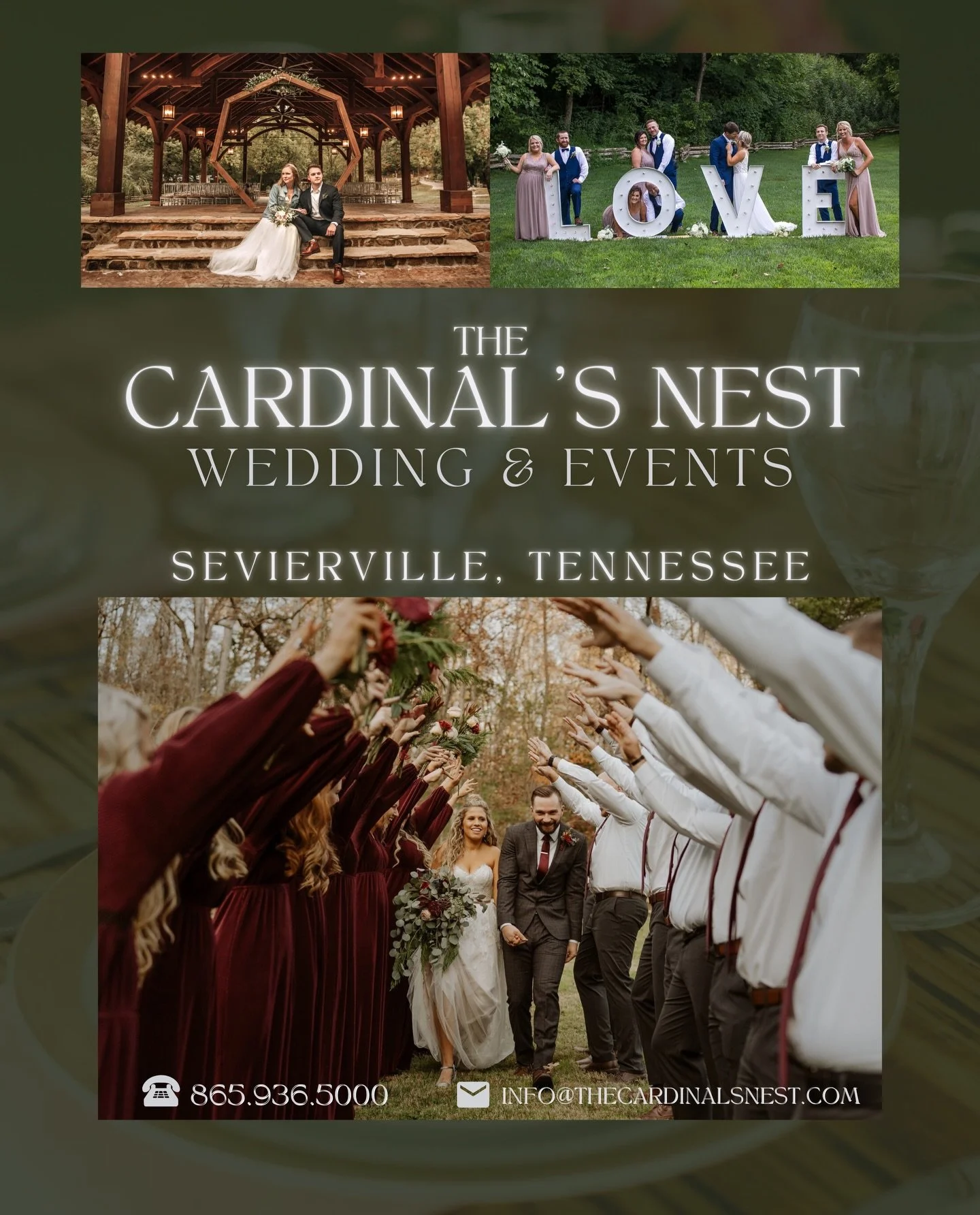📱 Call or Text us Today at 865.936.5000 to see why so many couples fall in LOVE with The Cardinal&rsquo;s Nest 🪺
🤍🤍🤍🤍🤍🤍🤍🤍🤍🤍🤍🤍🤍

#wedding #tennessee #smokymountains #weddingvenue #destinationwedding