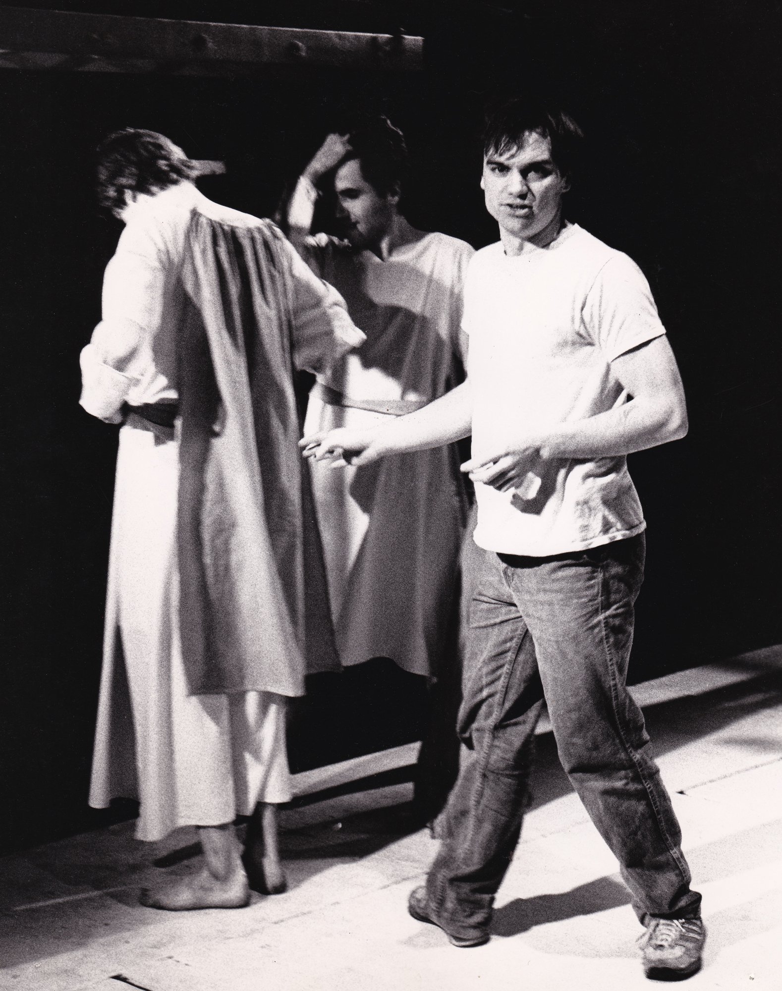Director with Actors — The Last Temptation of Christ, University College Playhouse, UofT. 1986. (Canon AE-1)
