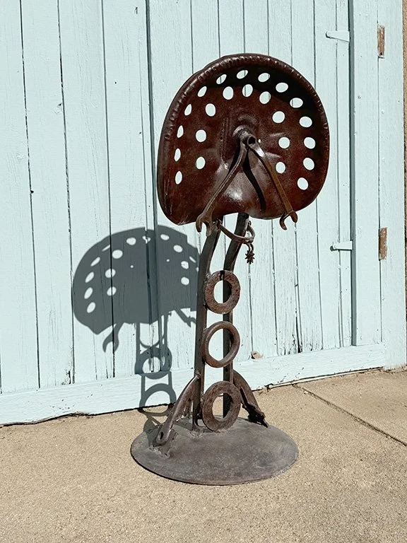 Nicholas Herrera, Tiempo Del Rancho, 2006, recycled metal and farm implements, 
35 x 18 x 6 in.