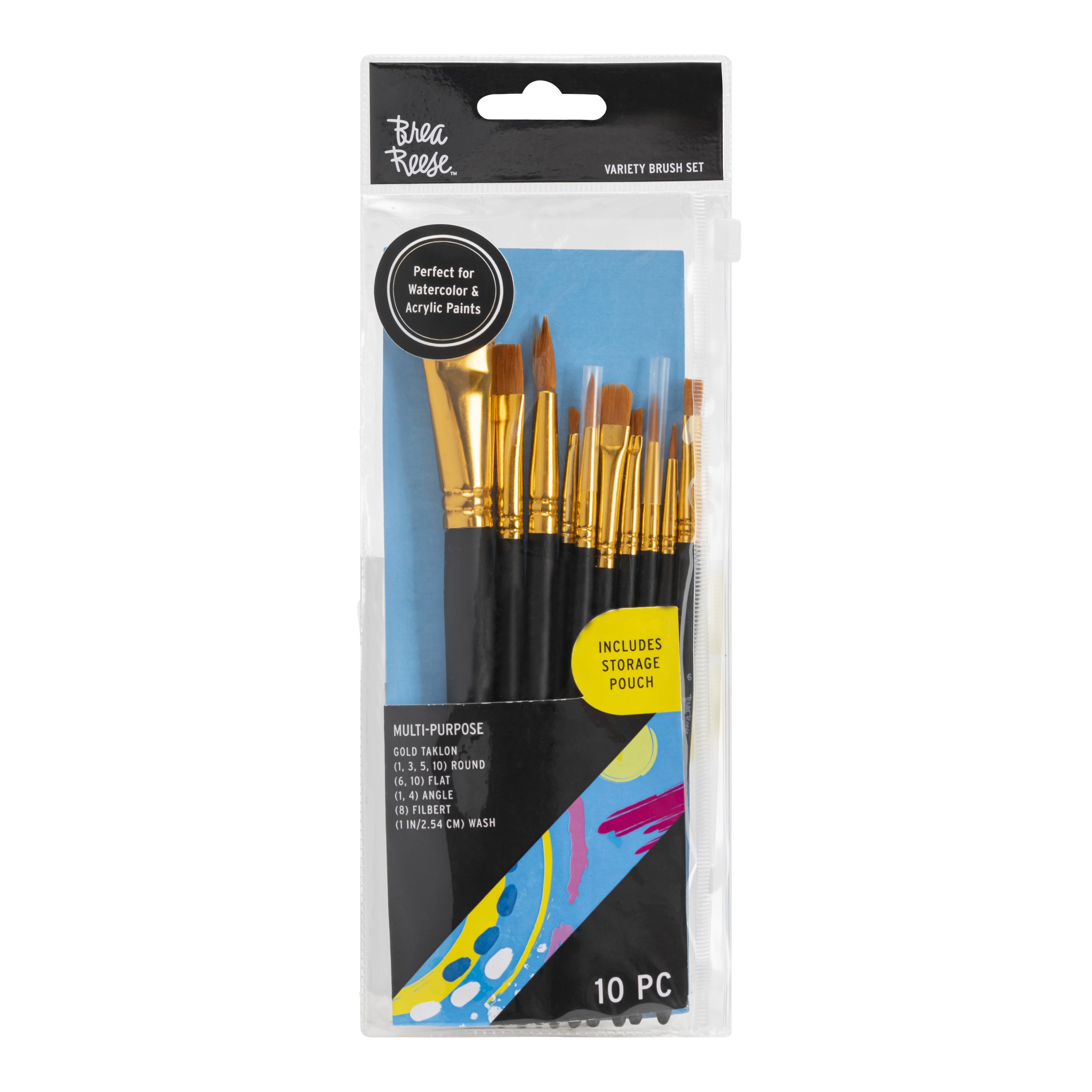 25pc Artist Paint Brushes Foam Round Flat Angle Pointed 