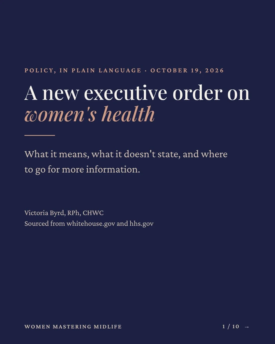 The word menopause is written into a federal executive order, and I&rsquo;ll admit I smiled reading it this afternoon.

Today&rsquo;s order on women&rsquo;s health creates a new Women&rsquo;s Health Division at NIH, to be set up within 90 days, along