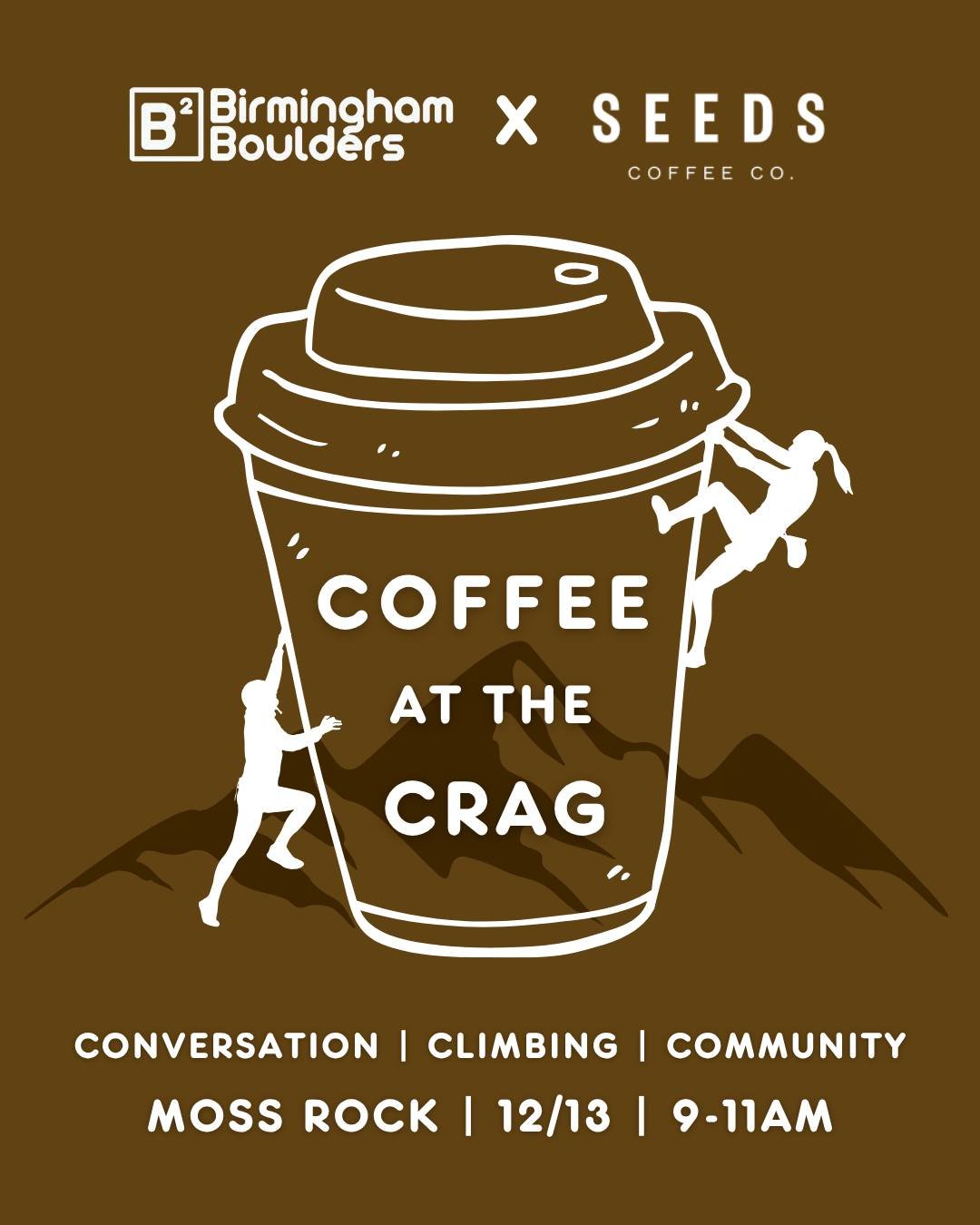 Coffee @ the Crag returns on December 13th☕🪨

Want a taste of outdoor bouldering &amp; some delicious coffee from @seedscoffee ⁉️ Meet us at Moss Rock Boulders on Saturday Dec 13th from 9-11am for good times &amp; good climbs then!

Crash pads &amp;