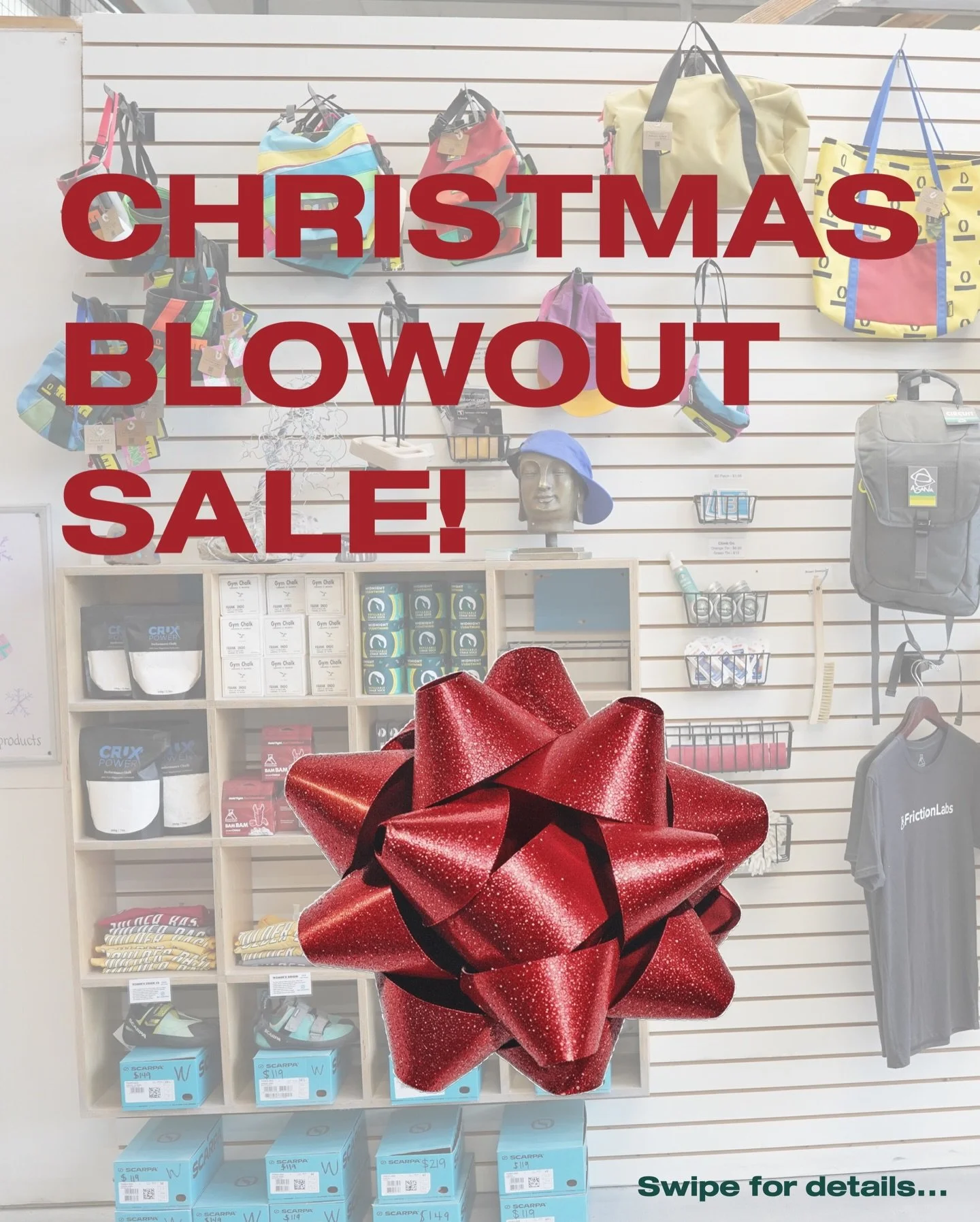 Scrambling for last minute gifts? LOOK NO FURTHER🎁

Our entire retail area is now 4️⃣0️⃣% OFF through Christmas! Swing by and grab yourself everything you need and want for the holidays 🎄 Hurry now before it&rsquo;s gone 🤑