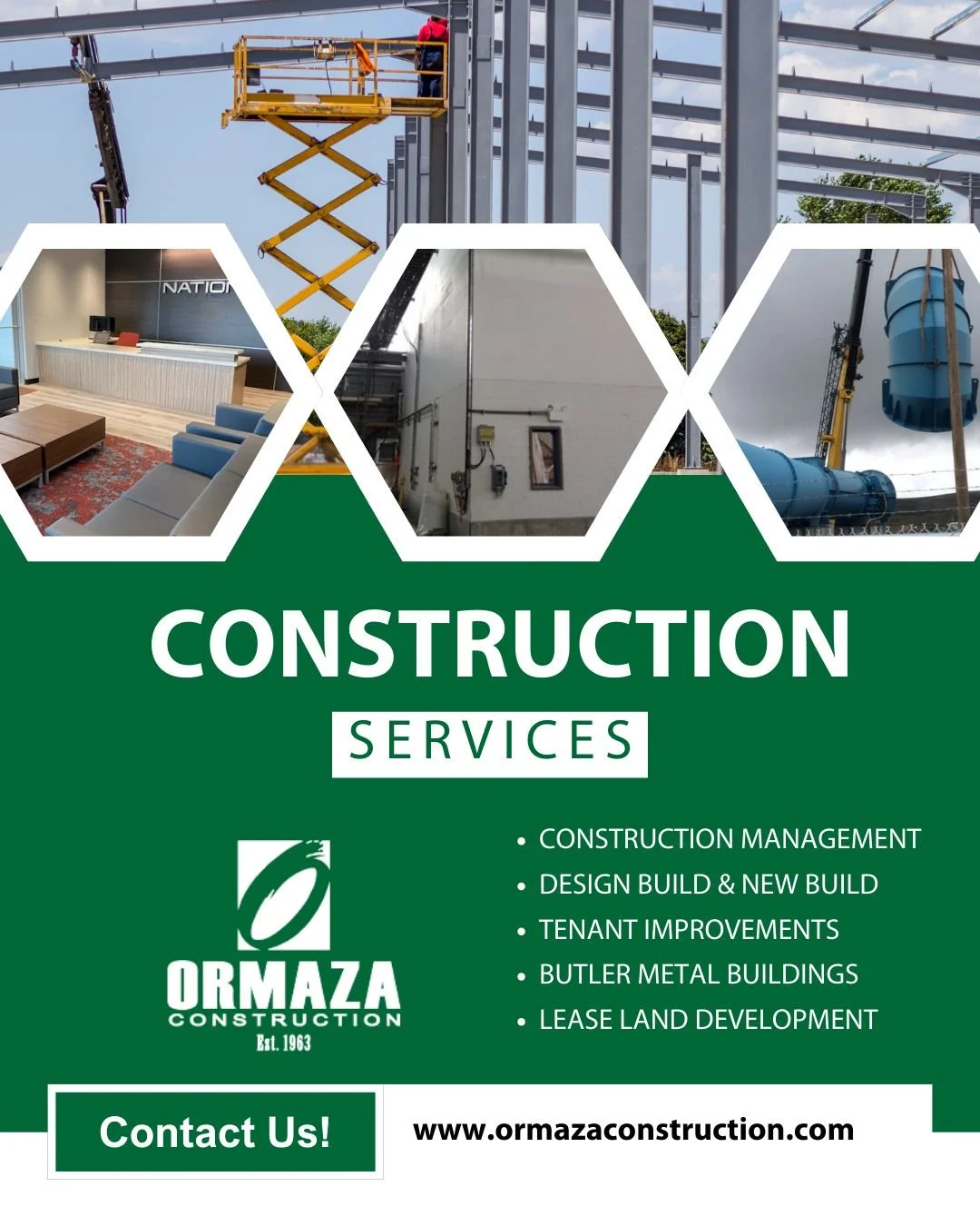 No matter the scope of your project, Ormaza Construction offers the experience and services to make it a success. From commercial builds and tenant improvements to Butler metal buildings and lease land development. Let&rsquo;s make your next build th