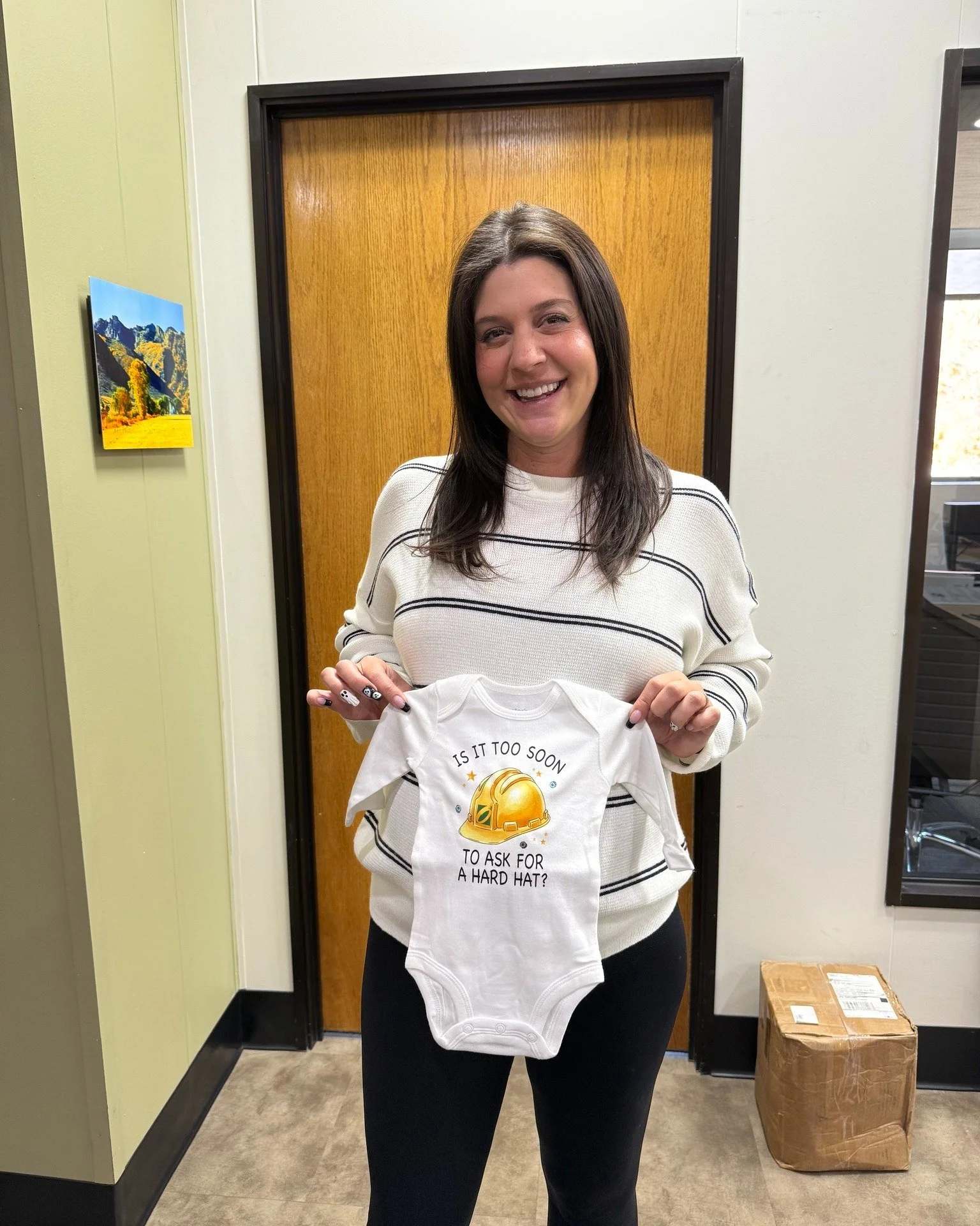 Big thanks to our friends at PNCC for this adorable onesie that says it all&mdash;&ldquo;Is it too soon to ask for a hard hat?&rdquo; 🛠️👶 We&rsquo;re celebrating one of our own as our project manager is getting ready to welcome a new little builder
