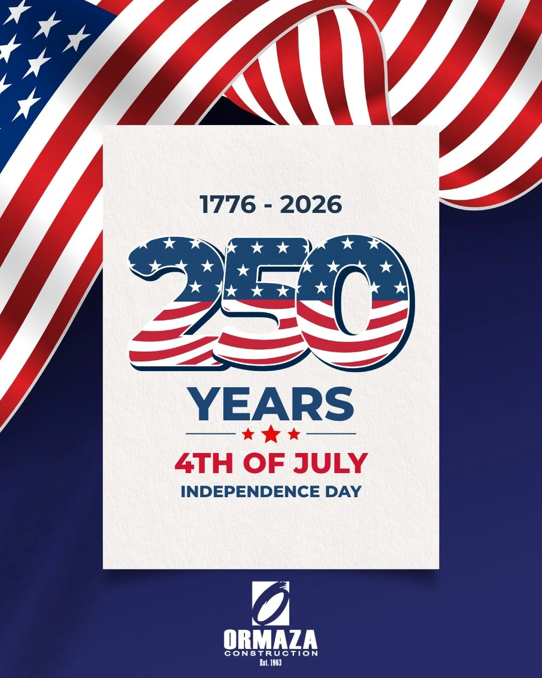 Freedom, family, and fireworks. 🎆 From all of us at Ormaza Construction, wishing you a safe and happy 4th of July. We are proud to build in this great country and even prouder to call Elko home. 

#HappyFourthOfJuly #IndependenceDay #OrmazaConstruct
