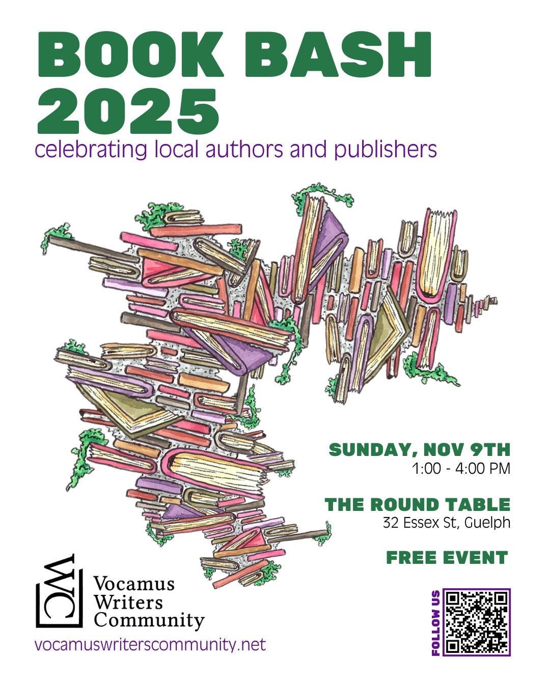 Come see us at Book Bash today. This is a great event to meet local authors. 
Vocamus Writers Community  @book_bash_guelph 
@vocamus_writers_community