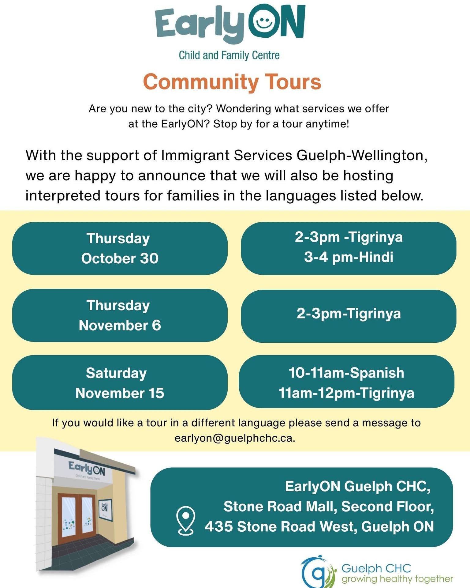 From our friends at Early ON- Guelph CHC and Guelph Community Health Centre.
@earlyonguelph 
@guelphchc