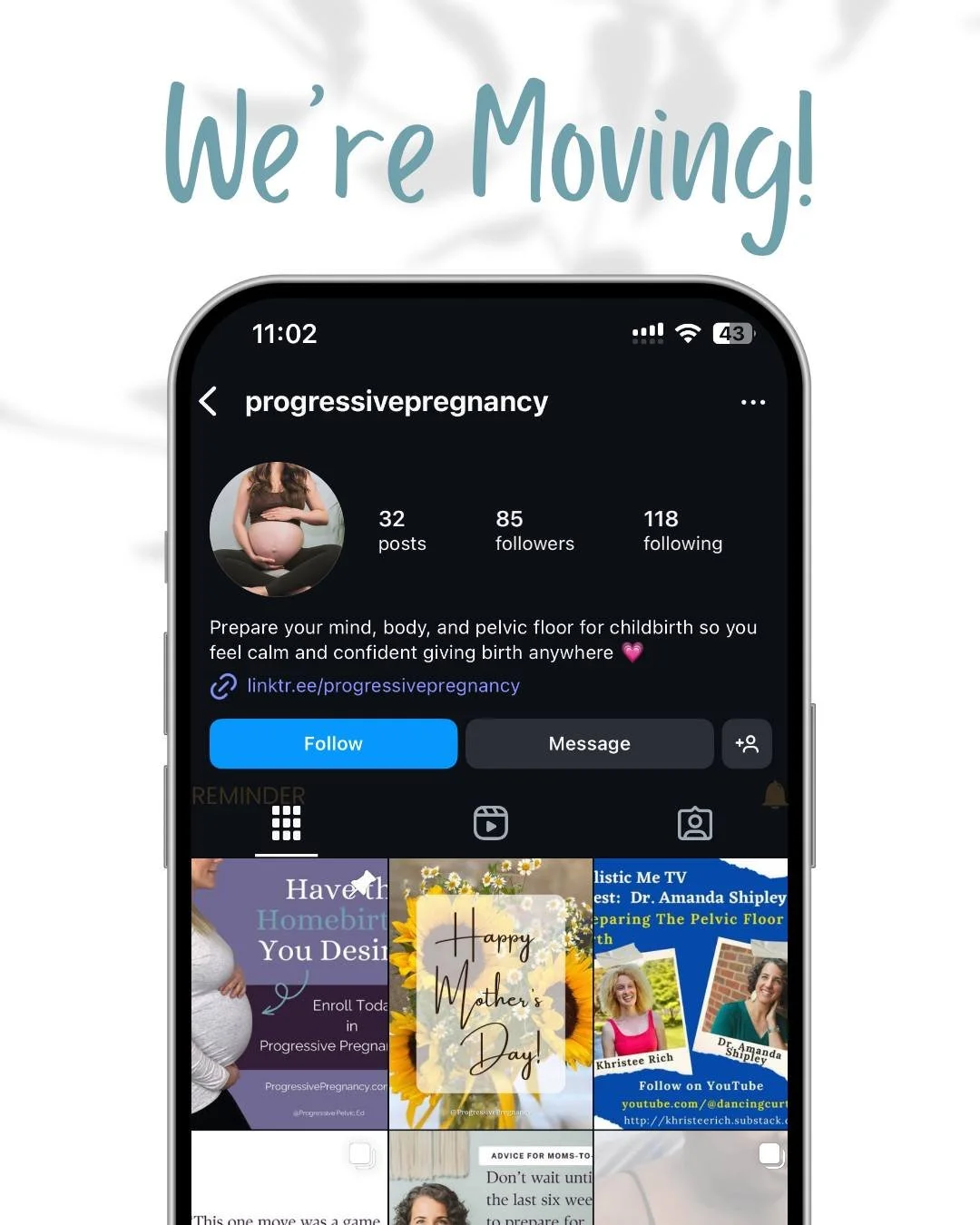 Big news!

Our Instagram is getting a fresh start! 🎉

We&rsquo;re transitioning to a new account that better reflects our mission, voice, and growing community.

👉 Follow us now @&zwnj;ProgressivePregnancy for all future updates, resources, and sup