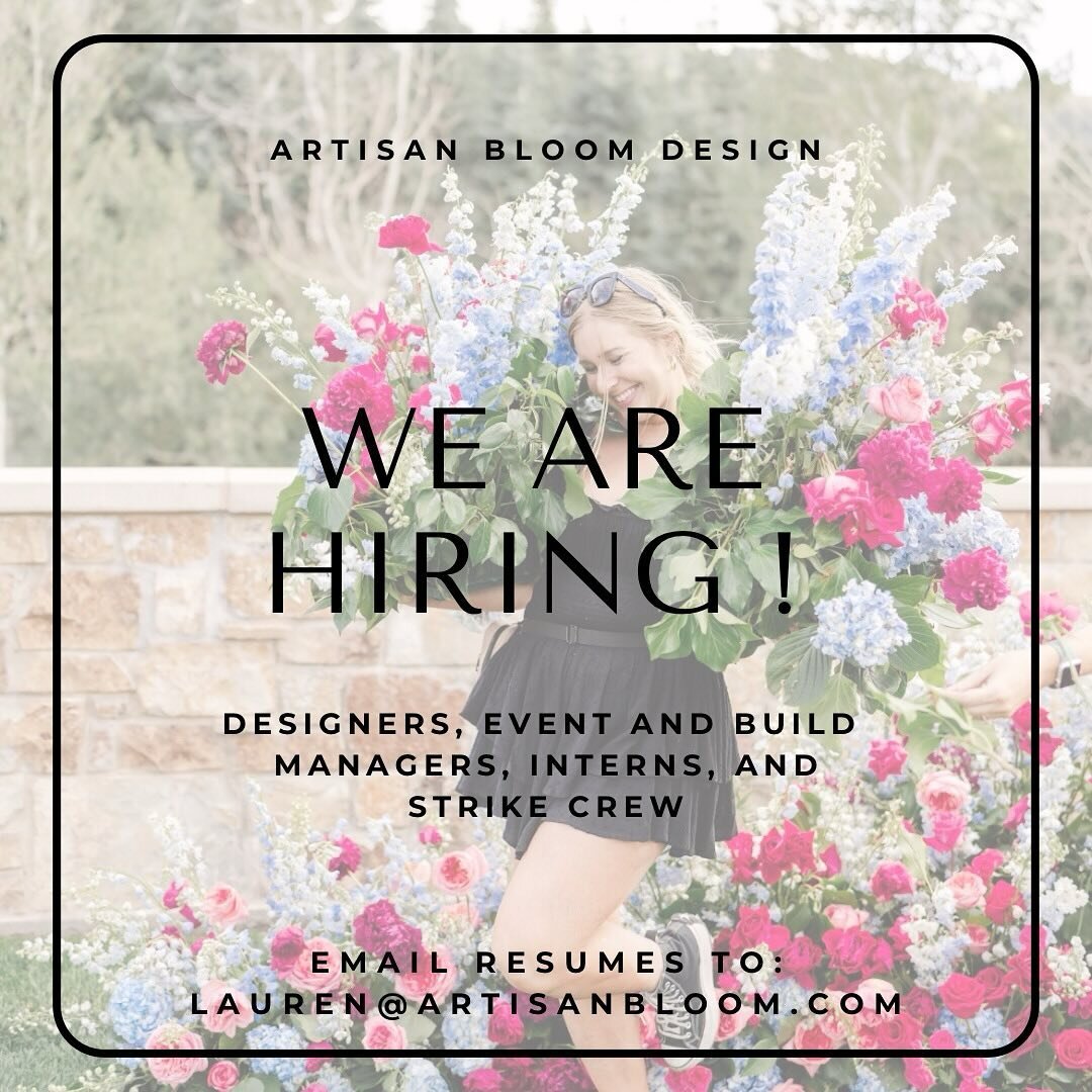 It&rsquo;s that time of year! 🙌☝️🌸✨
We&rsquo;re seeking creative souls to blossom with us as
designers, interns, build managers, production managers, and strike crew. Come be a part of our talented team as we create unforgettable floral moments!🥰?