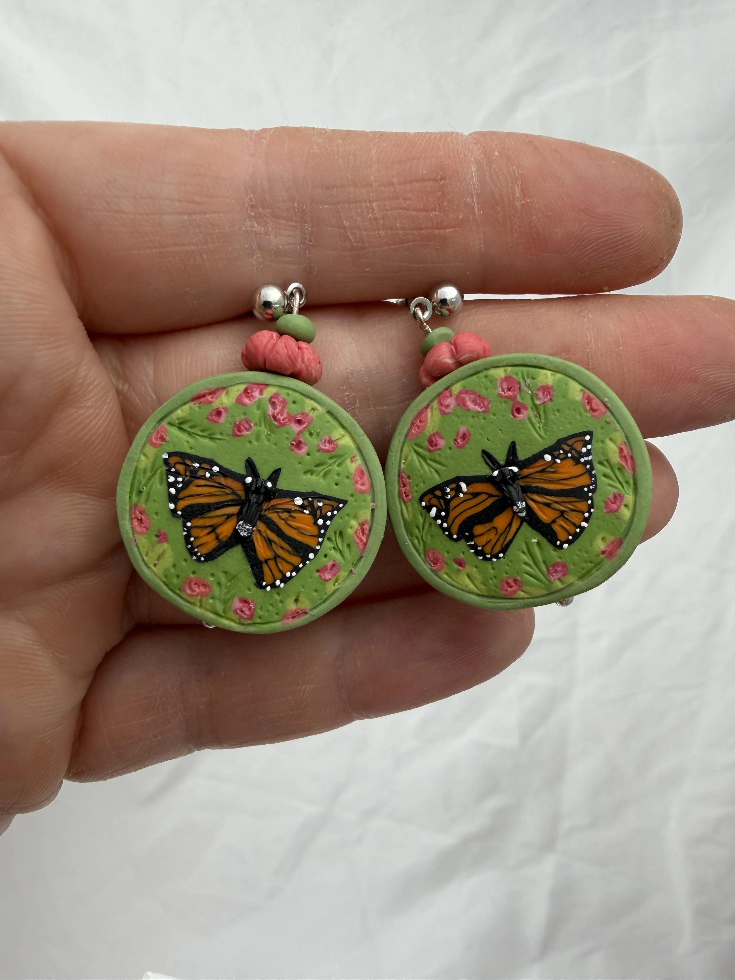 Monarch in Milkweed Earrings