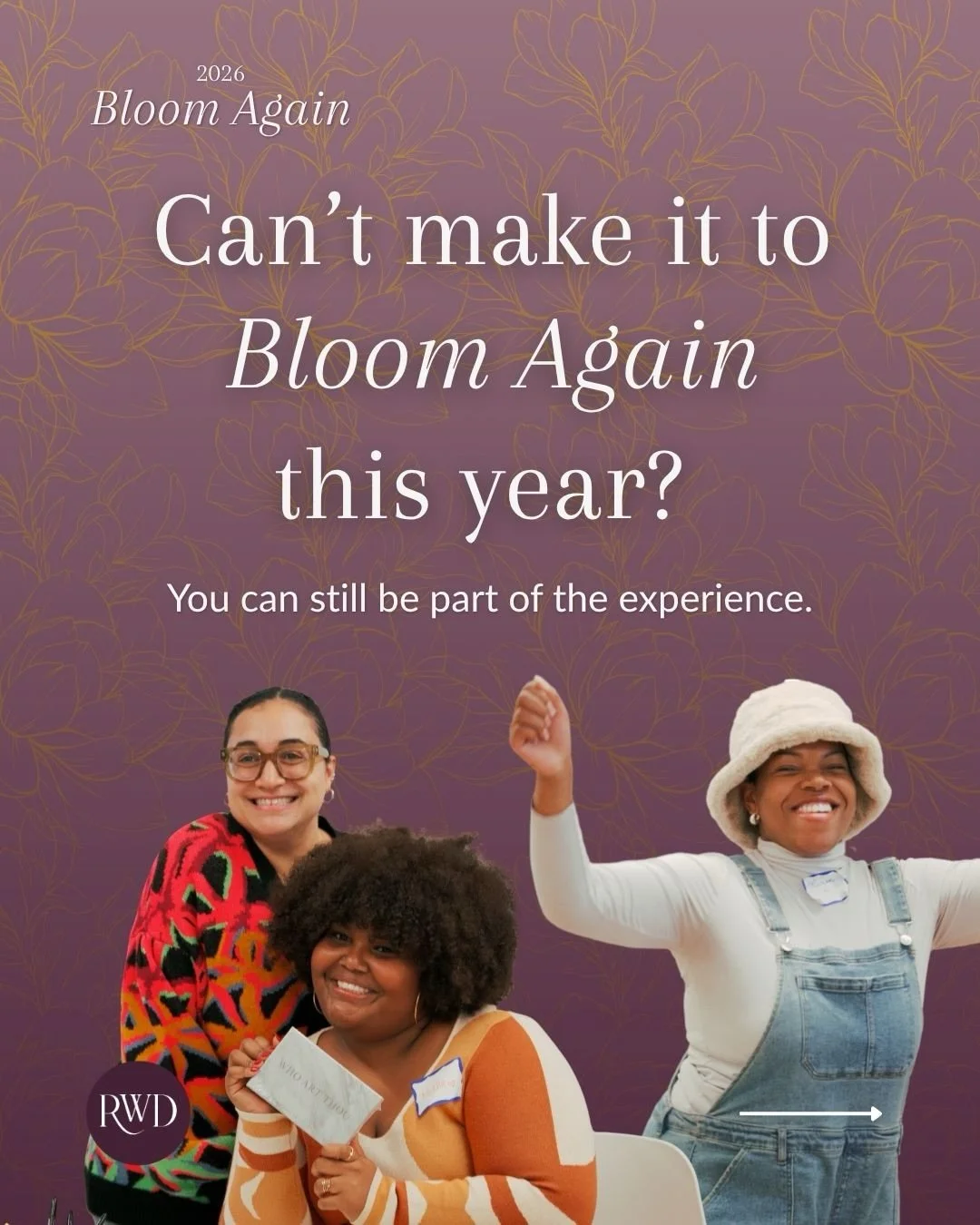 Can&rsquo;t make it to Bloom Again this year but still want to be part of the experience? Join as a sponsor!

You can help make this day possible for Christian women of color who deserve space to slow down, spend time with God, reflect, create, and f