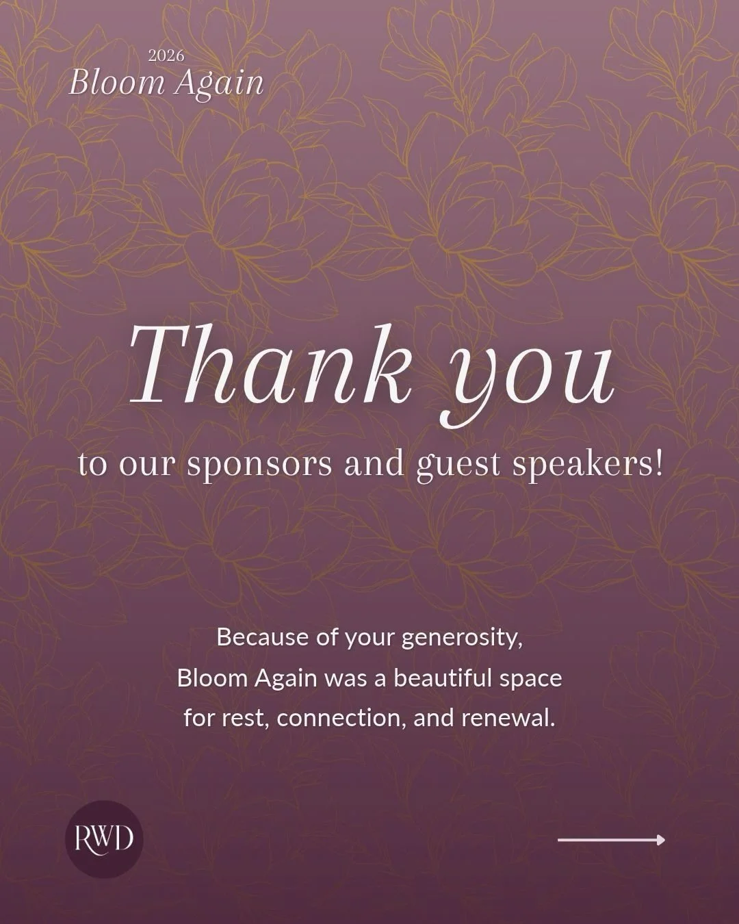 Bloom Again would not have been possible without the generosity, gifts, and support of some incredible people and organizations! 🙌🏽

From the words that encouraged us to the thoughtful gifts, food, and space that made everyone feel cared for, every