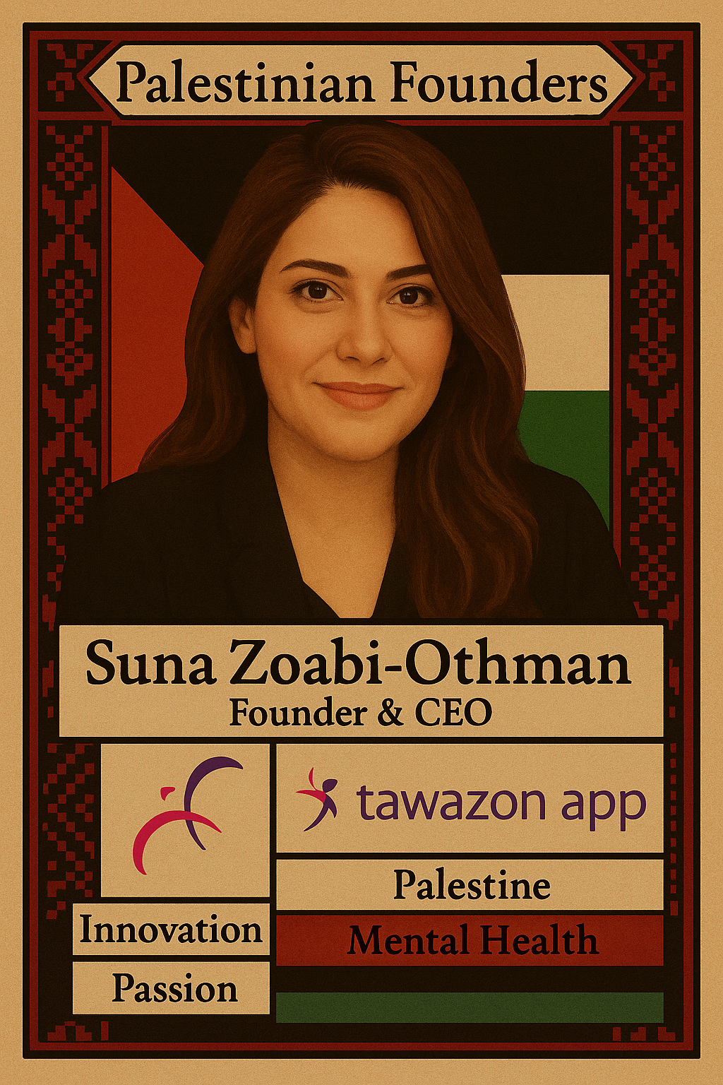 Tawazon App by Suna Zoabi-Othman 
Tawazon is bringing mental wellness to the Arabic-speaking world through the region's leading mindfulness and meditation app. Created by psychologists, neuroscientists, and meditation experts, the platform offers sci