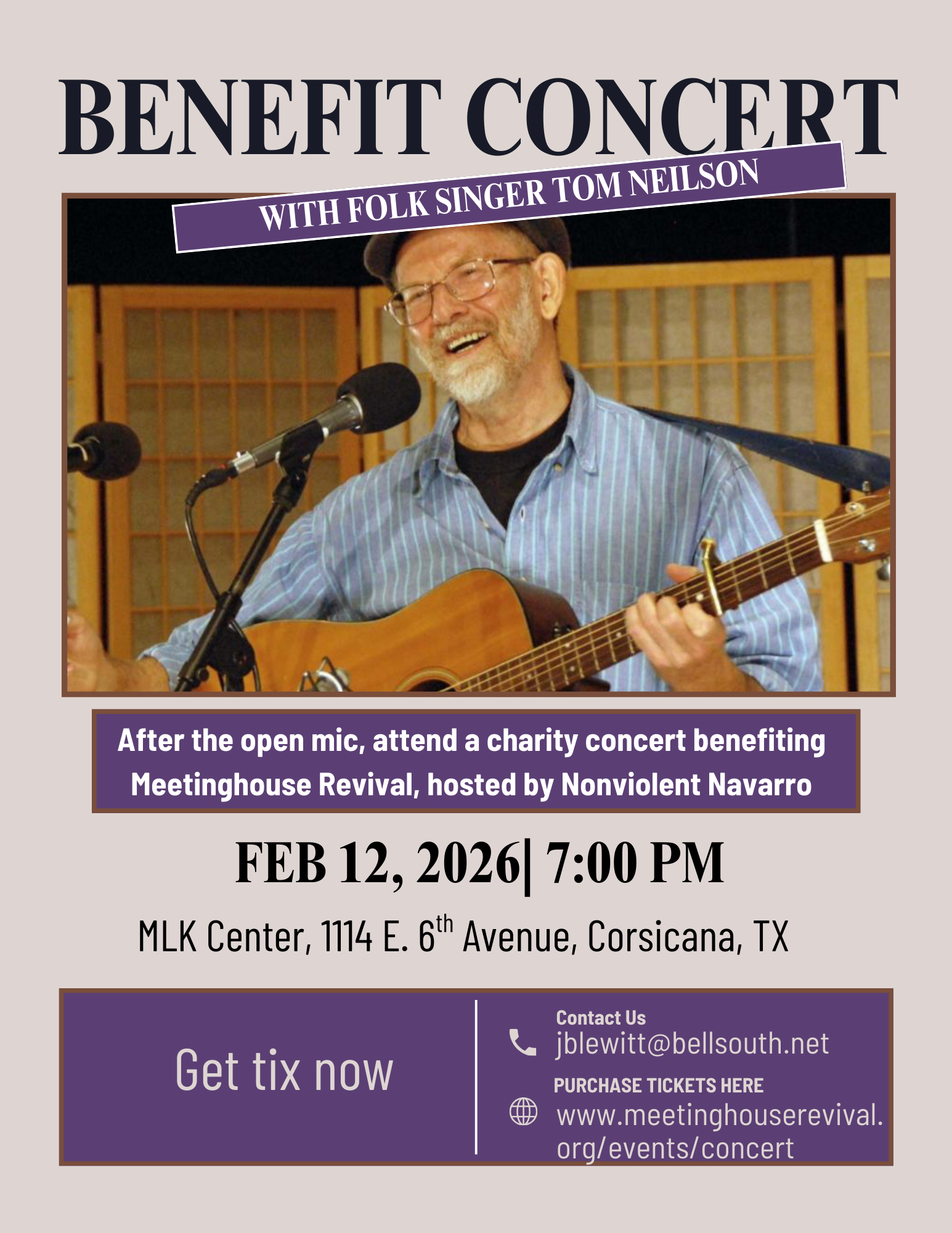 Listen Here: Benefit Concert with Tom Neilson