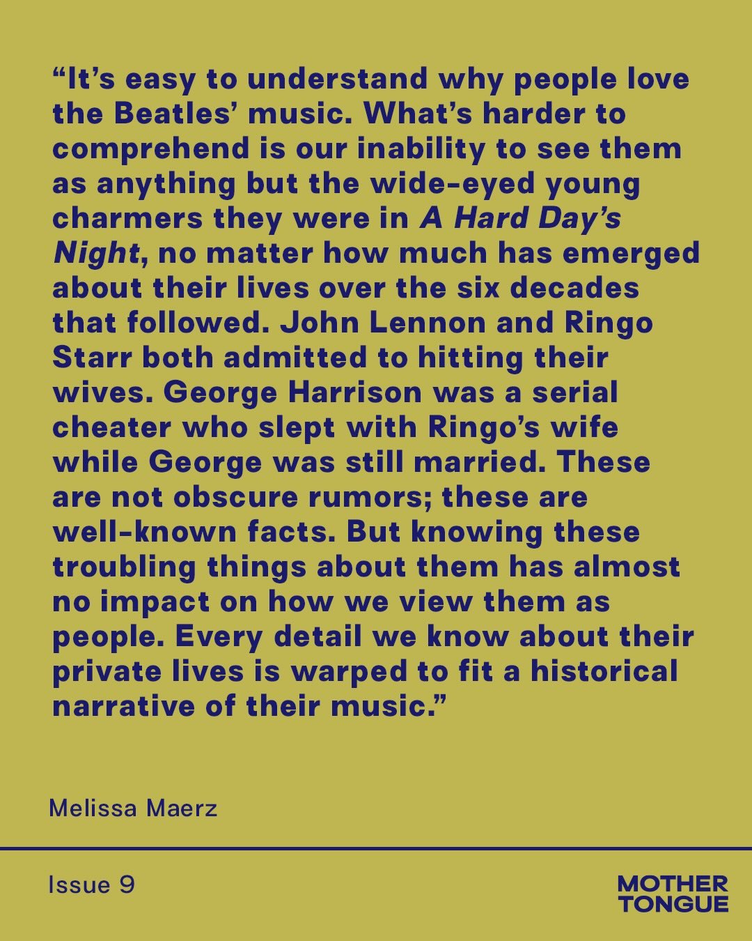 Music writer Melissa Maerz (@melissamaerz) confronts the enduring allure of revisionist history in Issue 9, setting her sights on Paul and Linda McCartney, and dissecting the mythology around &ldquo;the great rock and roll love story of our time&rdqu