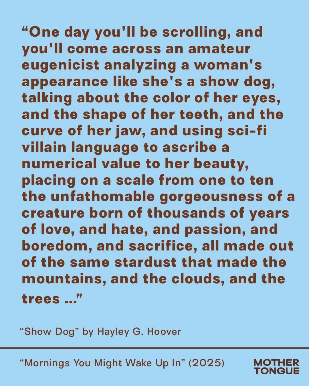 Just thinking about creeps online, and toxic beauty standards that are being reinforced by the AI machine and our mindless swiping culture, and conversely the miracle of authenticity&mdash;standard Friday stuff! Also this is a @hayleyghoover apprecia