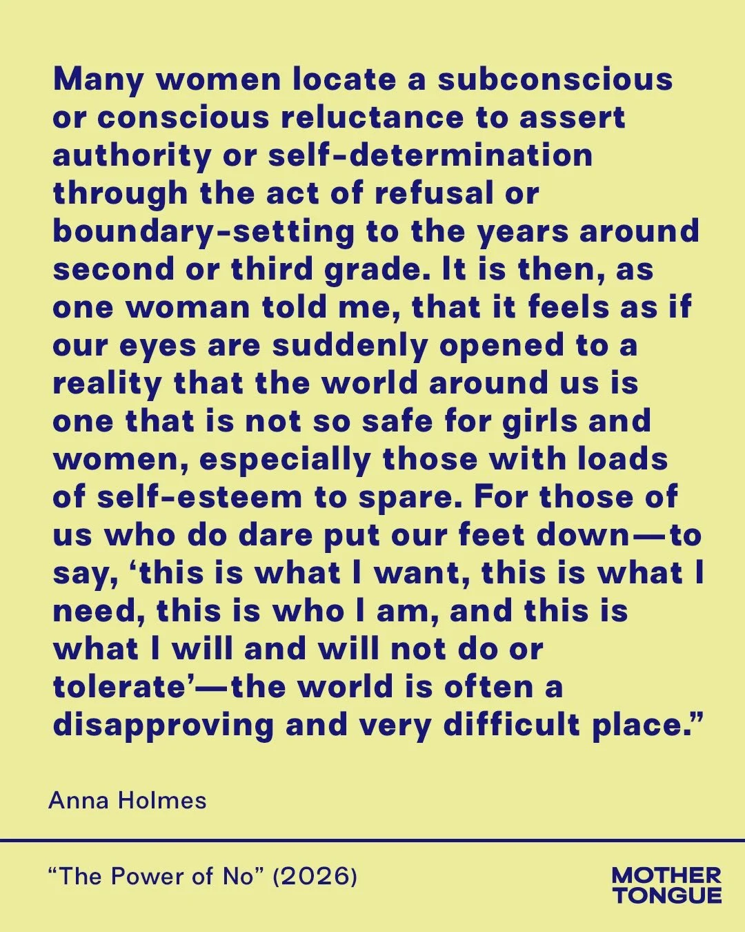 Anything that promises to &ldquo;release us from our white knuckled grip on agreeability&rdquo; is something we have time for: Add to that the fact that it&rsquo;s a new book from one of our favorite writers, @annaholmes, and we&rsquo;re recommending