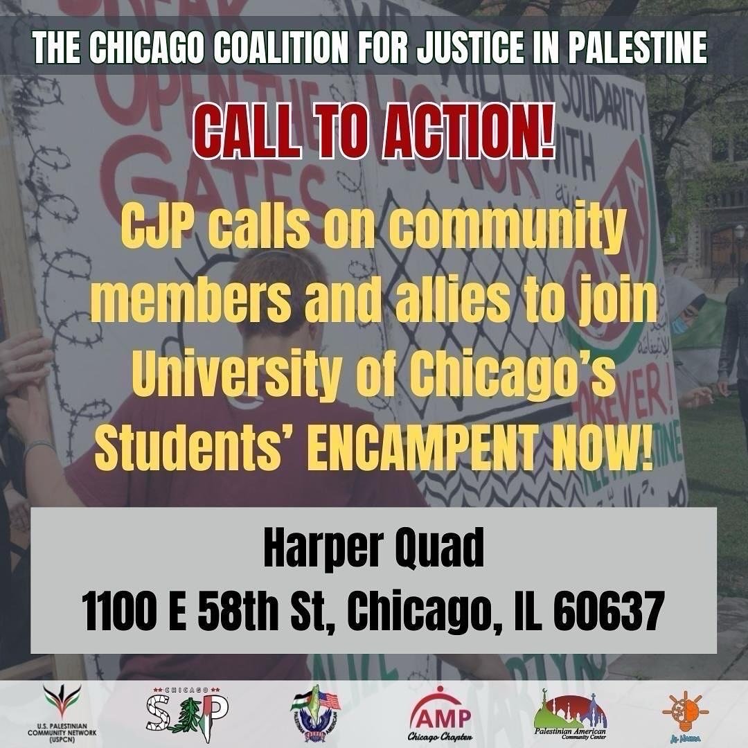 REPOST @uspcn:
‼️CHICAGO‼️: Join @sjpuchicago&rsquo;s encampment at the University of Chicago NOW!