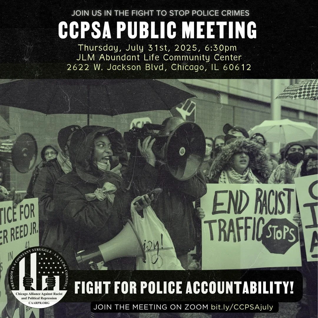 🚨✊THIS THURSDAY: Join us in demanding accountability and safety for the people of Chicago! We&rsquo;re taking our voices to the Community Commission for Public Safety (CCPSA) to STOP POLICE CRIMES and hold CPD accountable.

We&rsquo;re mobilizing ac