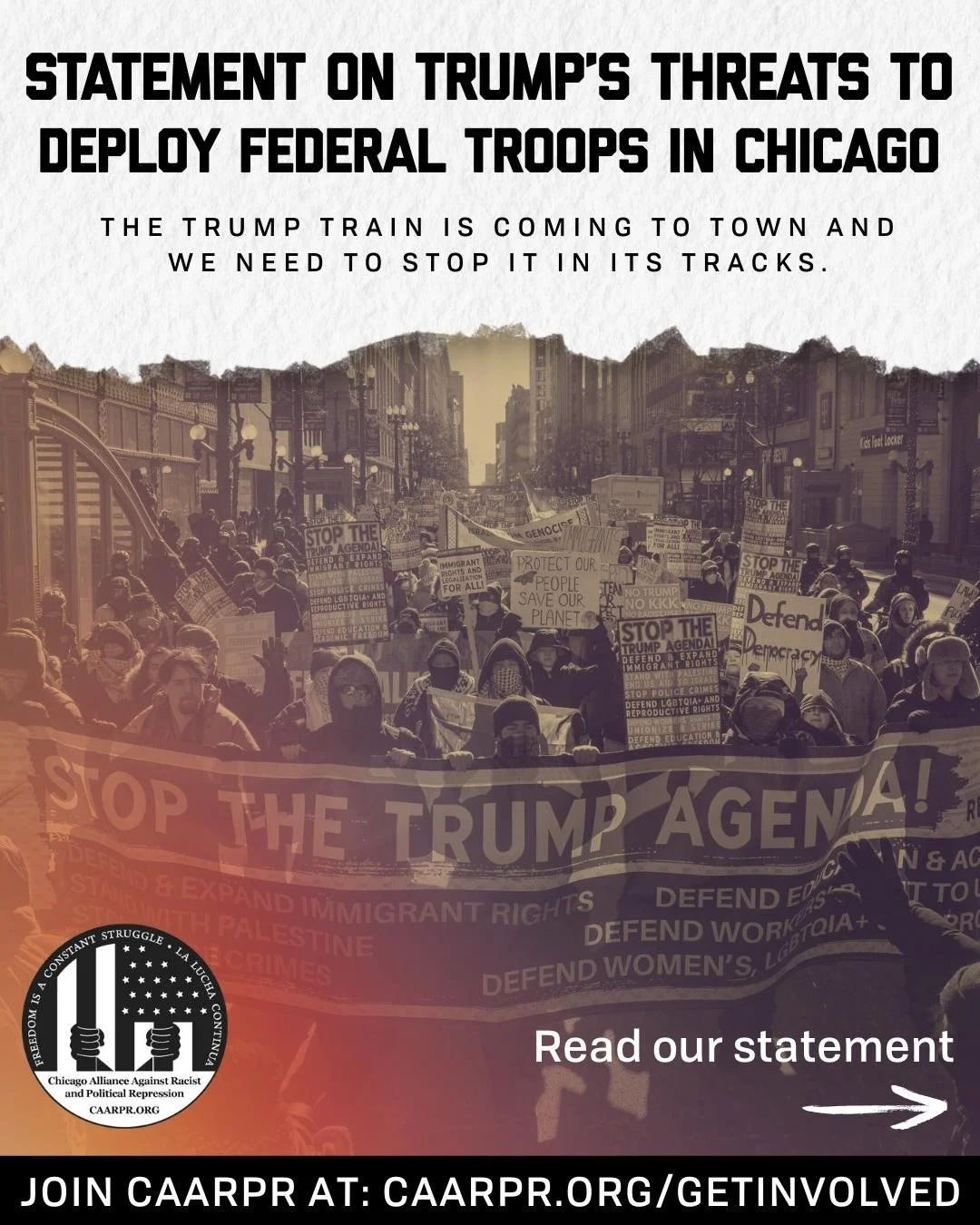 Statement by the Chicago Alliance Against Racist and Political Repression (CAARPR) on Trump’s Threats to Deploy Federal Troops to Chicago
